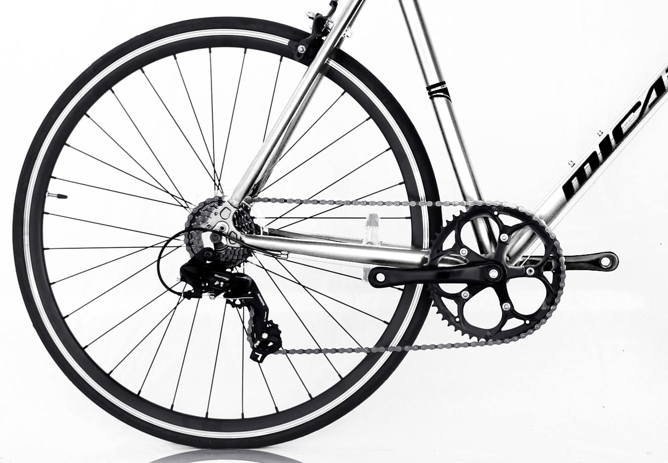 Wonder Wheels Road Bike 700C 53 cm Aluminum Frame White Shimano Tx-35 7 Speed Alloy Black Rims, Black Spokes 700C*1.5*14G*32H Tire: Black - White - Image 4