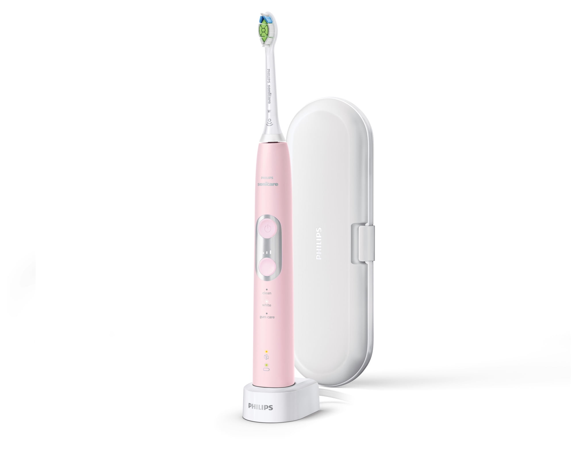 Philips Sonicare ProtectiveClean 6100 Whitening Rechargeable Electric Toothbrush with Pressure Sensor, Pastel Pink Hx6876/21 - Image 2