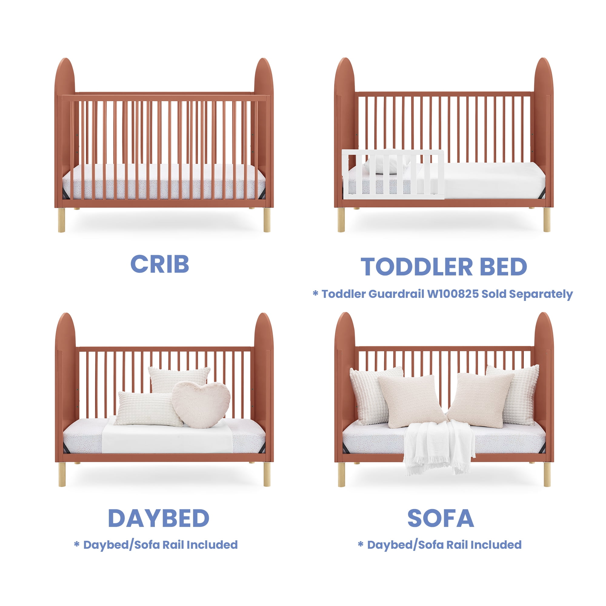Delta Children Reese 4-in-1 Convertible Crib - Greenguard Gold Certified, Sedona/Natural - Image 4