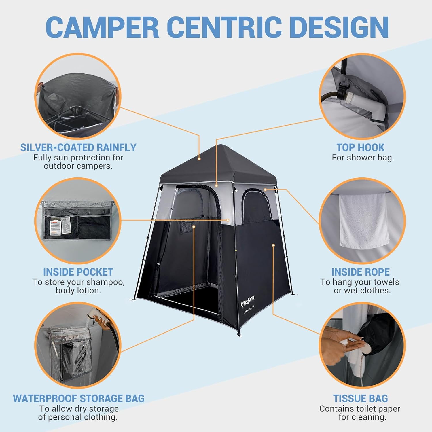 KingCamp Outdoor Shower Tents for 1-Room Camping Portable Instant Pop up Privacy Tent Bathroom Tent Water Resistant Windproof Changing Tent Outdoor Shower Enclosure for Beach, Camping, Hiking, RV - Image 5