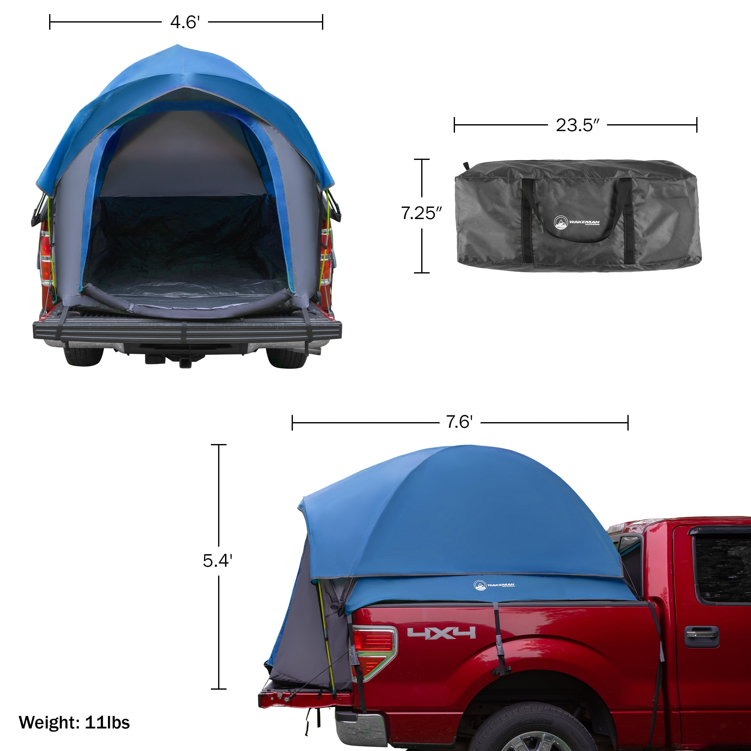 Wakeman Outdoors Water-Resistant Truck Bed Camping Tent for 5.5-6 Ft, 2-Person, Blue - Image 9