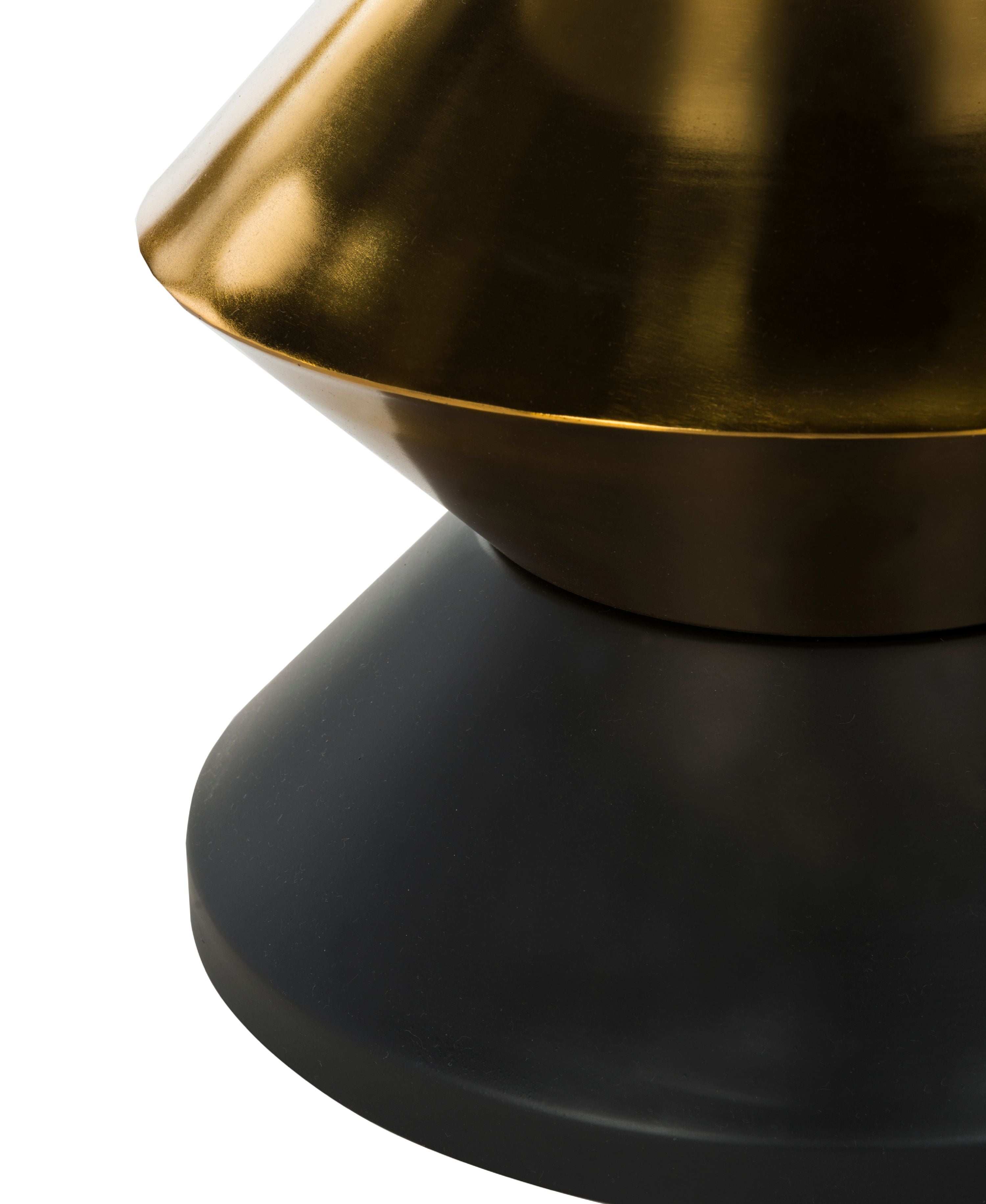 SAFAVIEH Azizi Round Stone Top Glam Side Table, Stone/Black Gold - Image 6