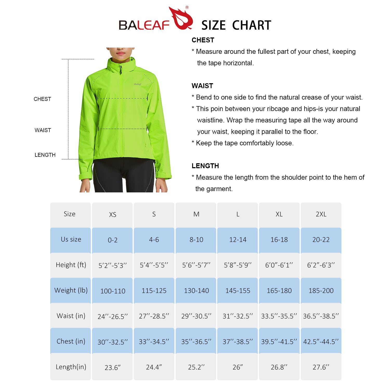 BALEAF Women' Cycling Running Rain Jackets Waterproof Hiking Wind Breakers Golf Lightweight Packable Reflective Fluorescent Yellow Size M - Image 5