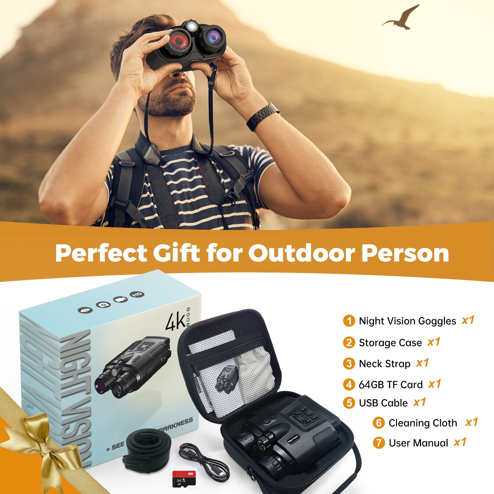 Ruaiok 4K Night Vision Binoculars, 8X Night Vision Goggles for Adults Hunting & Camping, IP65 Waterproof and 5000mAh Rechargeable Battery - Image 11