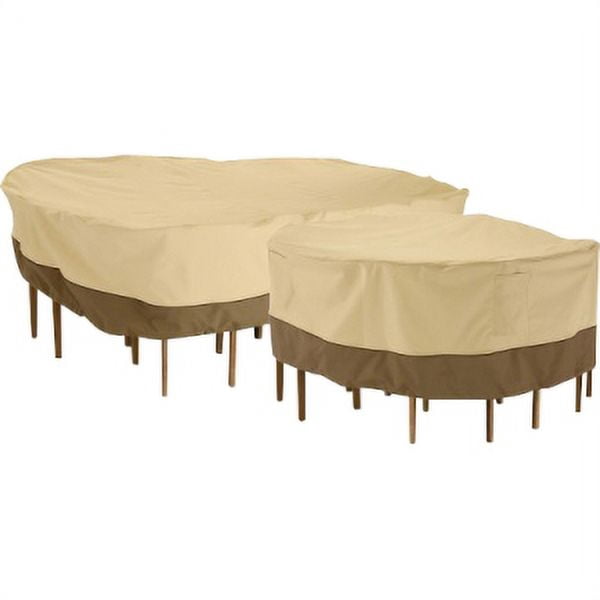 Classic Accessories Veranda 108" x 82" x 23" Beige and Brown Rectangle Patio Furniture Set Cover - Image 10