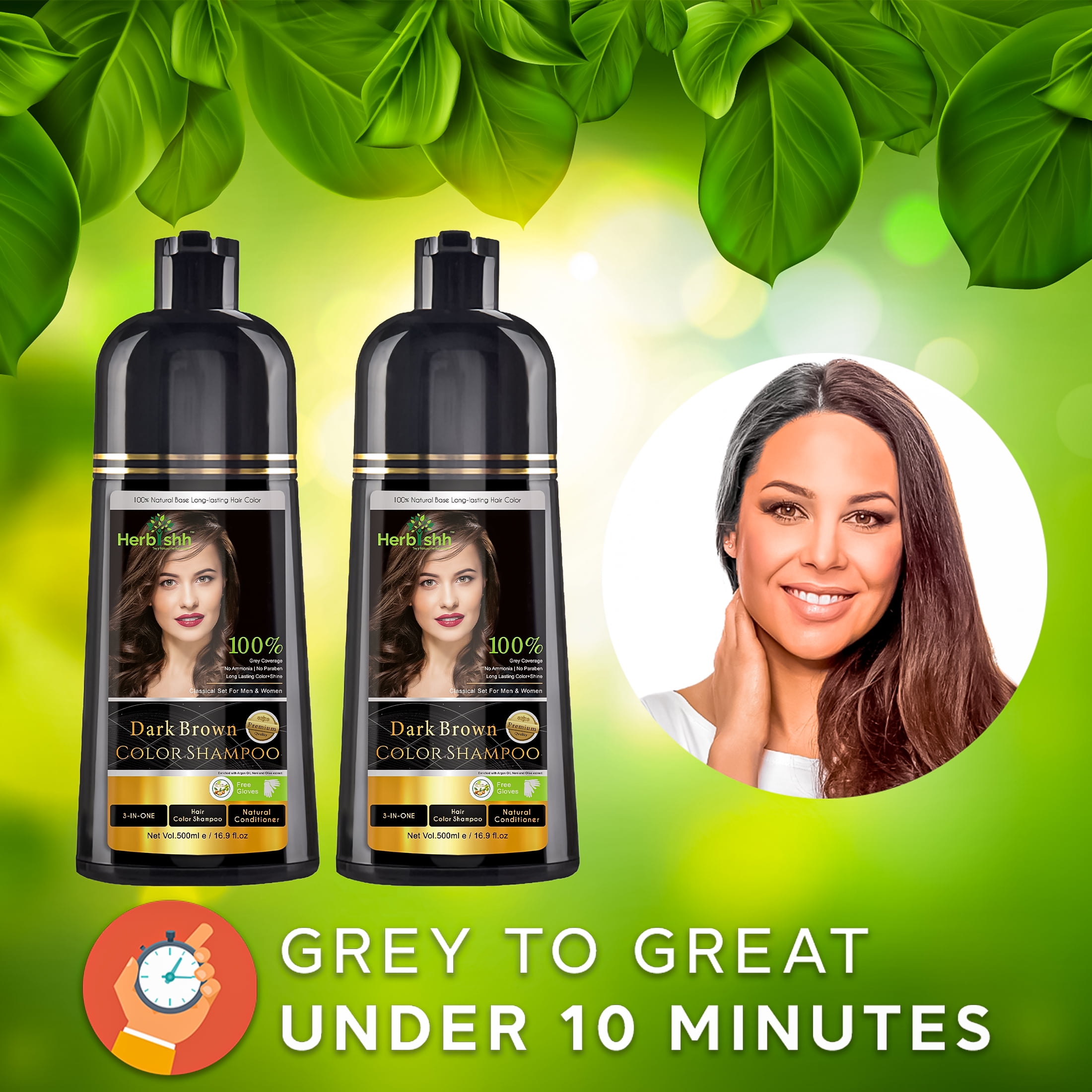 Herbishh Combo Pack - 2 Pc Hair Color Shampoo, Long Lasting Color, (500 ml, Dark Brown) + 1 Pc Argan Hair Mask, Nourishes Dry & Frizzy Hair (150 ml) - Image 5