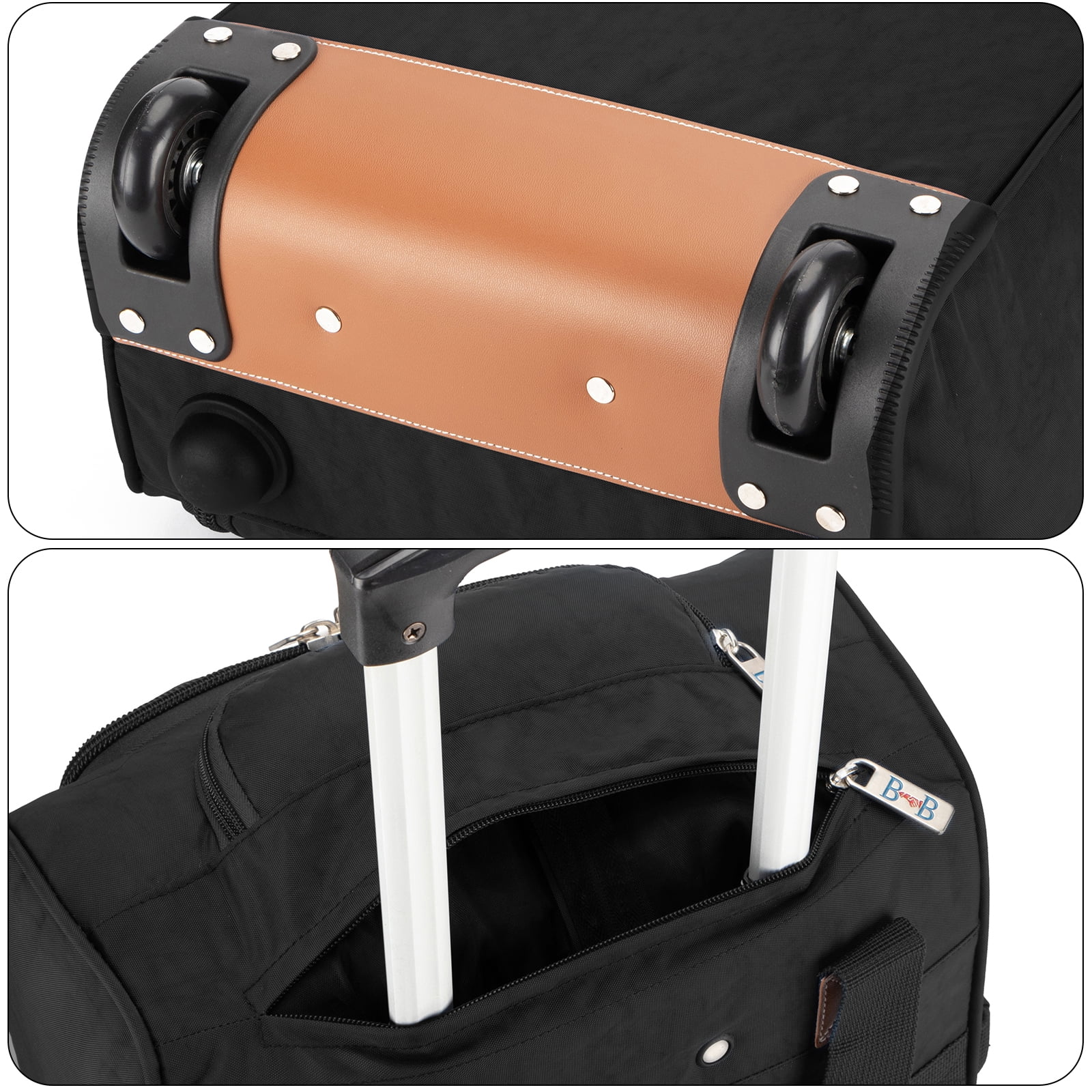 17X13X8 Inches Personal item Rolling Under Seat Duffel Bag for JetBlue Allegiant, Spirit Airlines. (Black) - Image 2