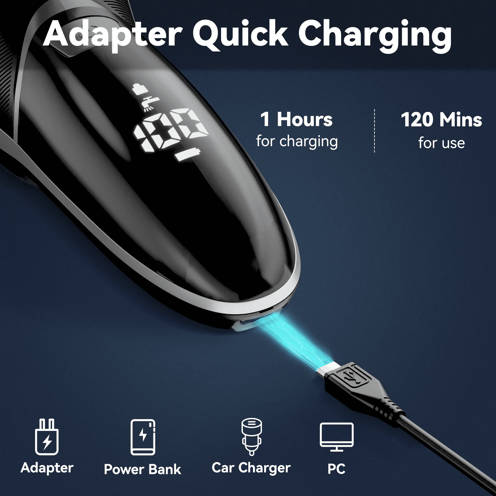 MAXT Men Electric Razor for Men with Pop-Up Trimmer, USB-C Rechargeable Men Electric Shave for Men, Wet & Dry, IPX7 Waterproof, Gift for Men - Image 5