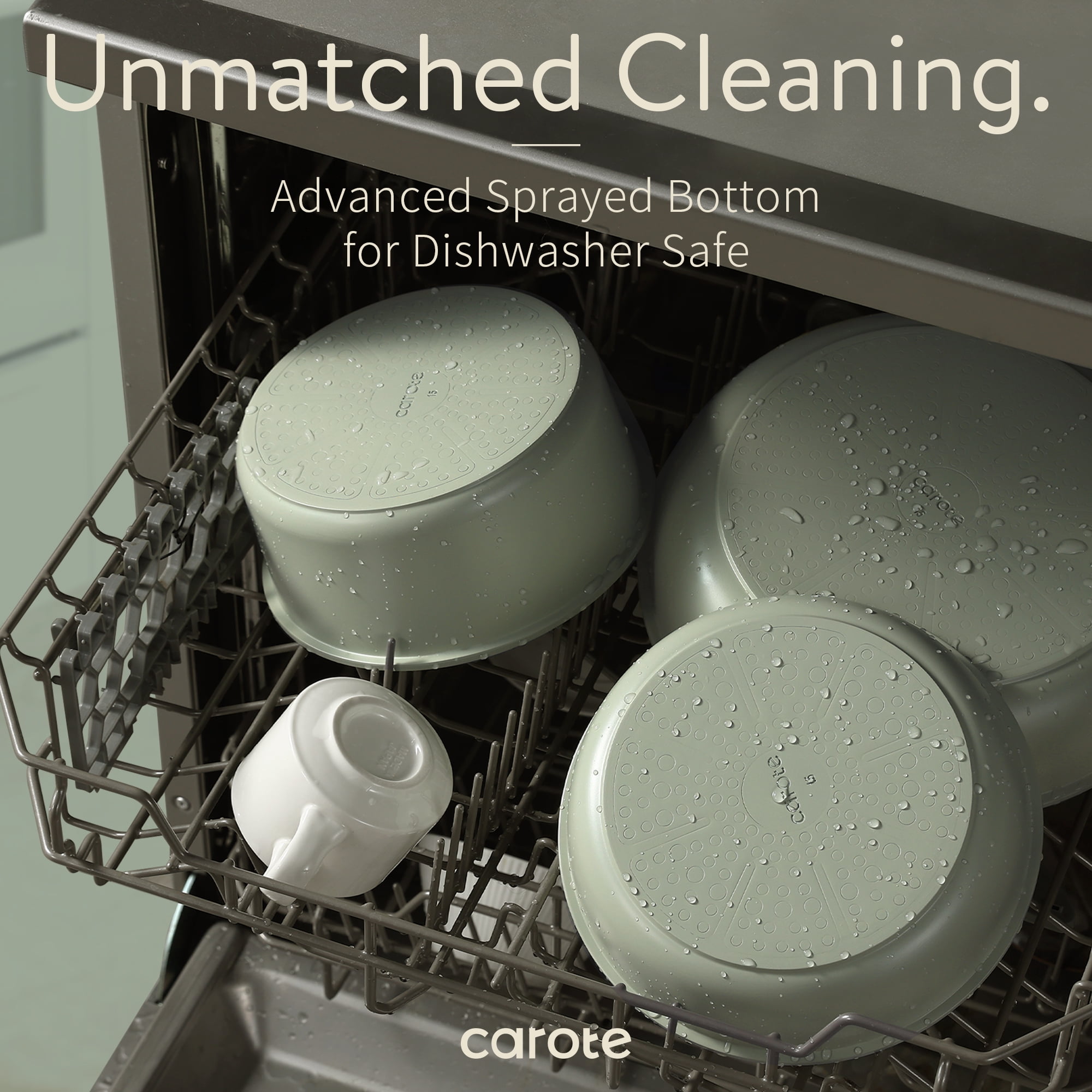 Carote 5 Pcs Pots and Pans Nonstick, Cookware Set with Detachable Handles, Oven Safe, Induction Ready, Stackable Kitchen Cooking Set, Green - Image 5