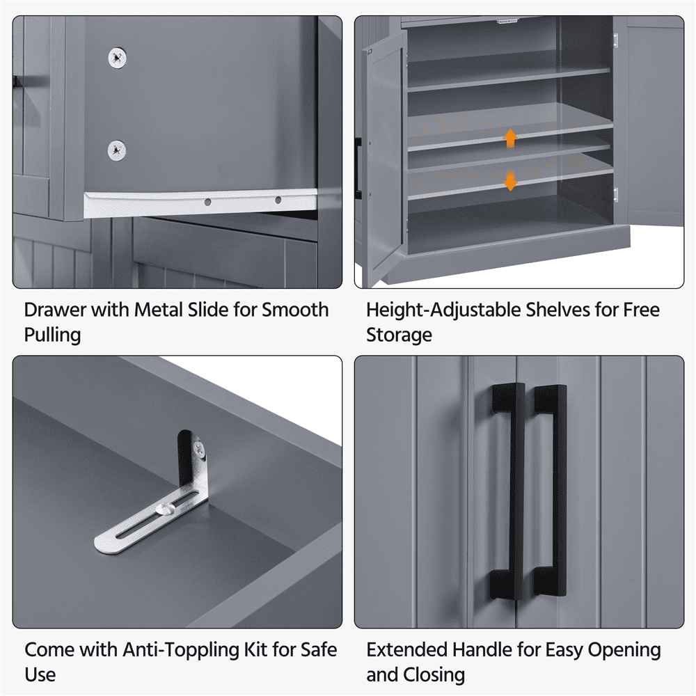 Renwick 72.5'' H Freestanding Pantry Cabinet with Doors and Adjustable Shelves, Dark Gray - Image 5