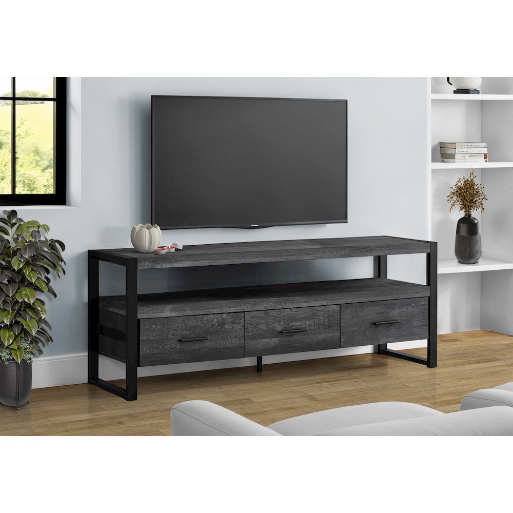 Monarch Specialties Tv Stand, 60 Inch, Console, Living Room, Bedroom, Black Laminate - Image 3
