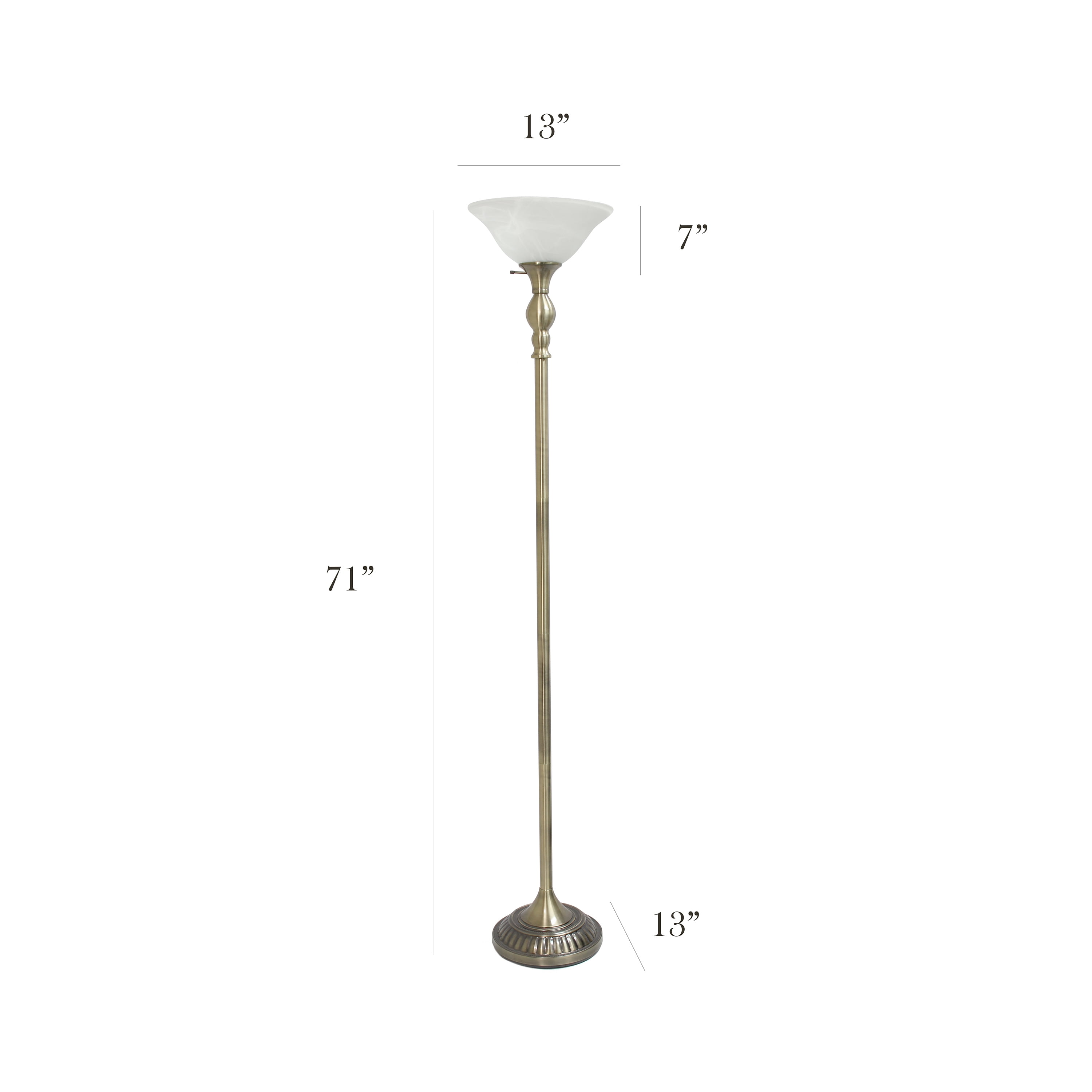 Elegant Designs Metal 1 Light Torchiere Floor Lamp in Brass with White Shade - Image 6