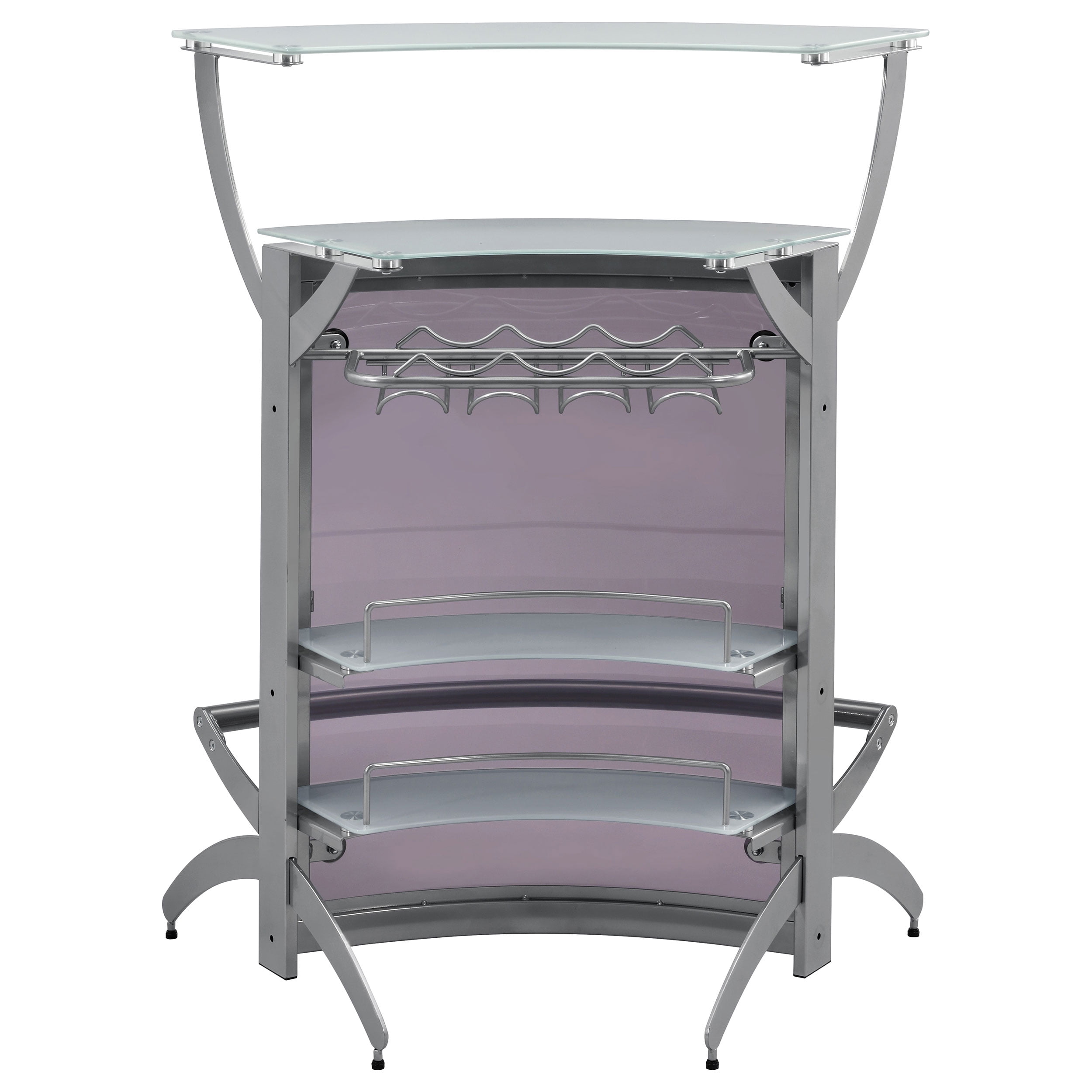 Dallas 2-shelf Curved Freestanding Home Bar Cabinet Silver - Image 10