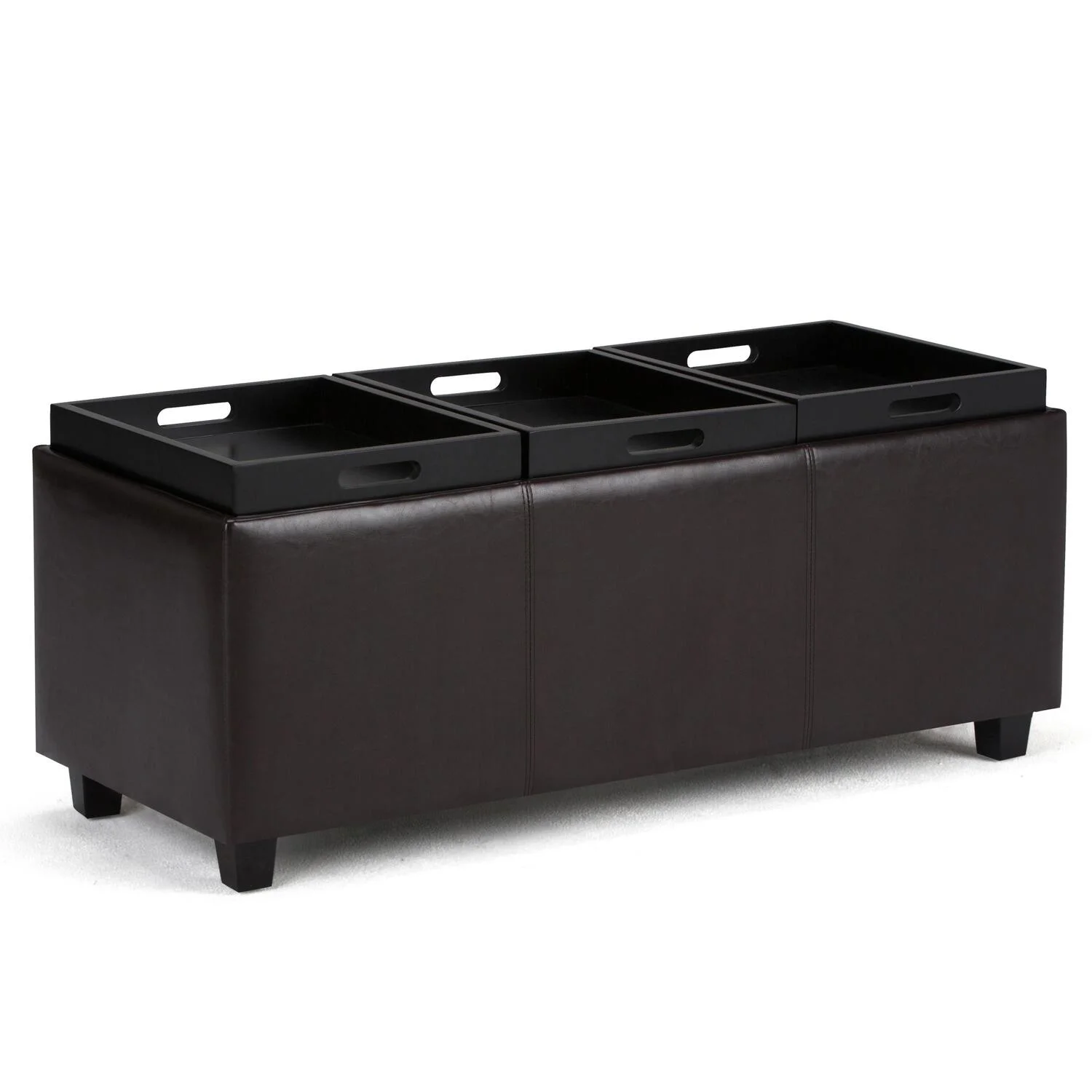 Avalon 42 inch Wide Contemporary Storage Ottoman in Slate Grey Linen Look Fabric - Image 2