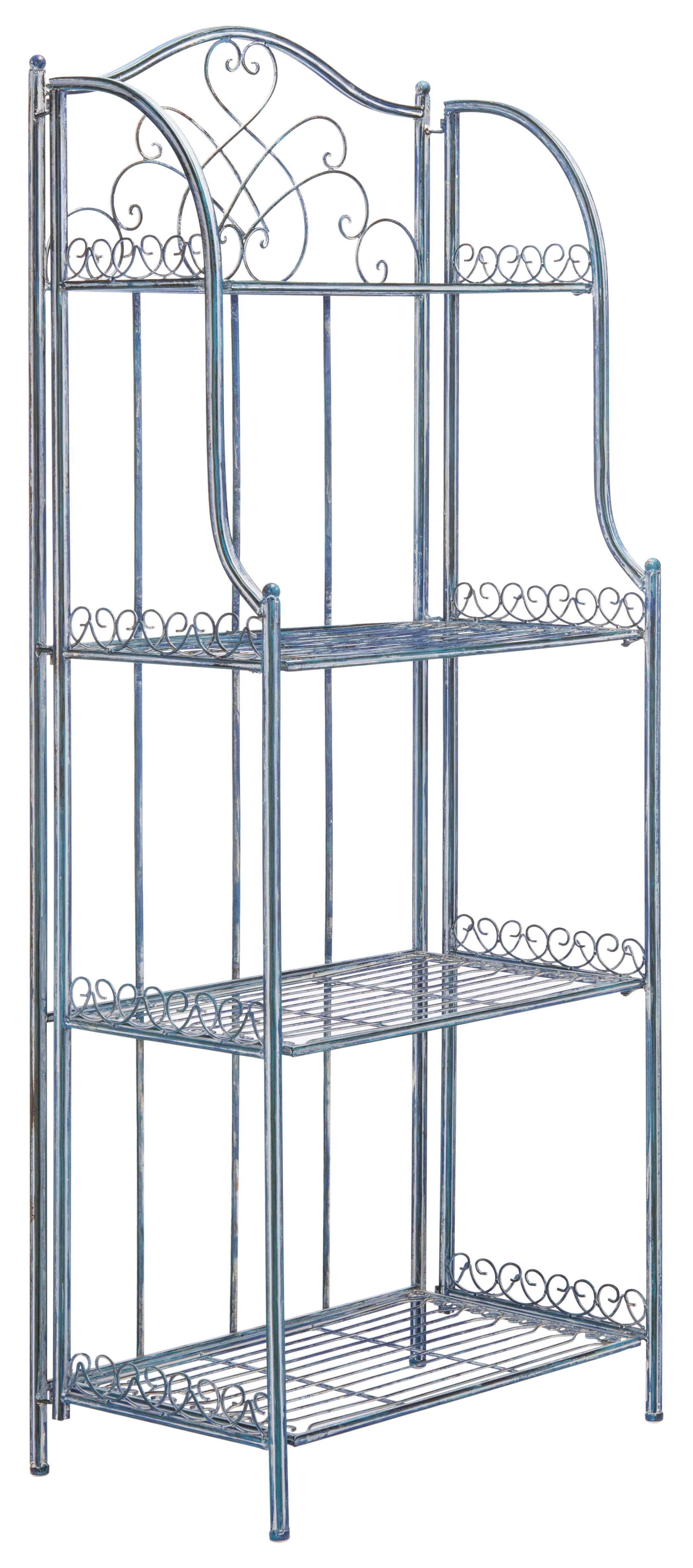 SAFAVIEH Amaris Outdoor Wrought Iron 4 Tier Bakers Rack, Antique Blue - Image 2