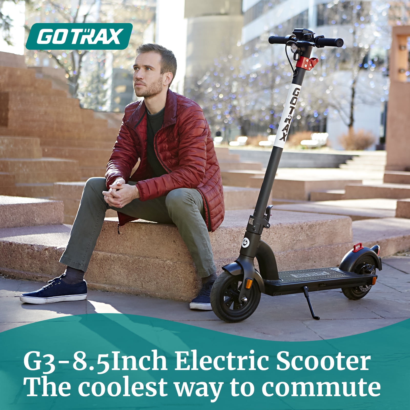 GOTRAX G3 Electric Scooter, 8.5" Pneumatic Tires, Max 18mile Range and 15.5Mph Power by 350W Motor, Foldable Escooter for Adult Unisex,Black - Image 3