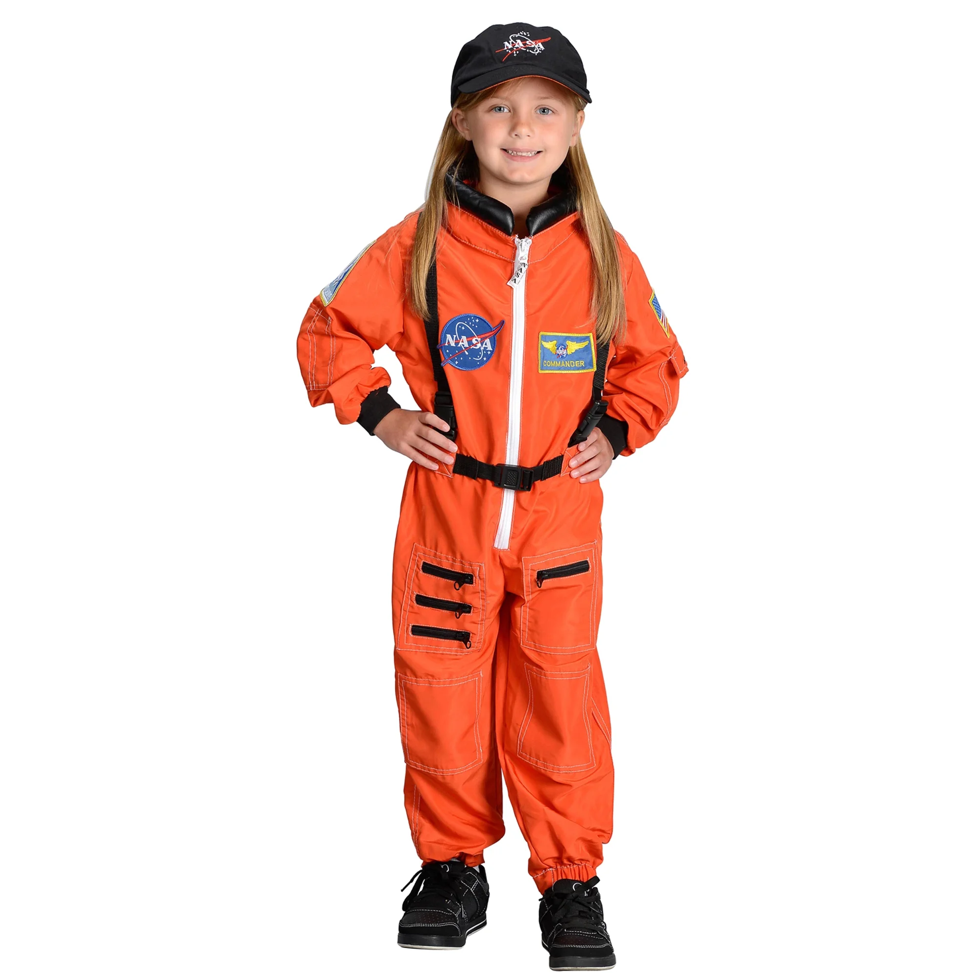 Aeromax Orange NASA Astronaut Suit Boy's Halloween Fancy-Dress Costume with Embroidered Cap for Child, Regular S - Image 3