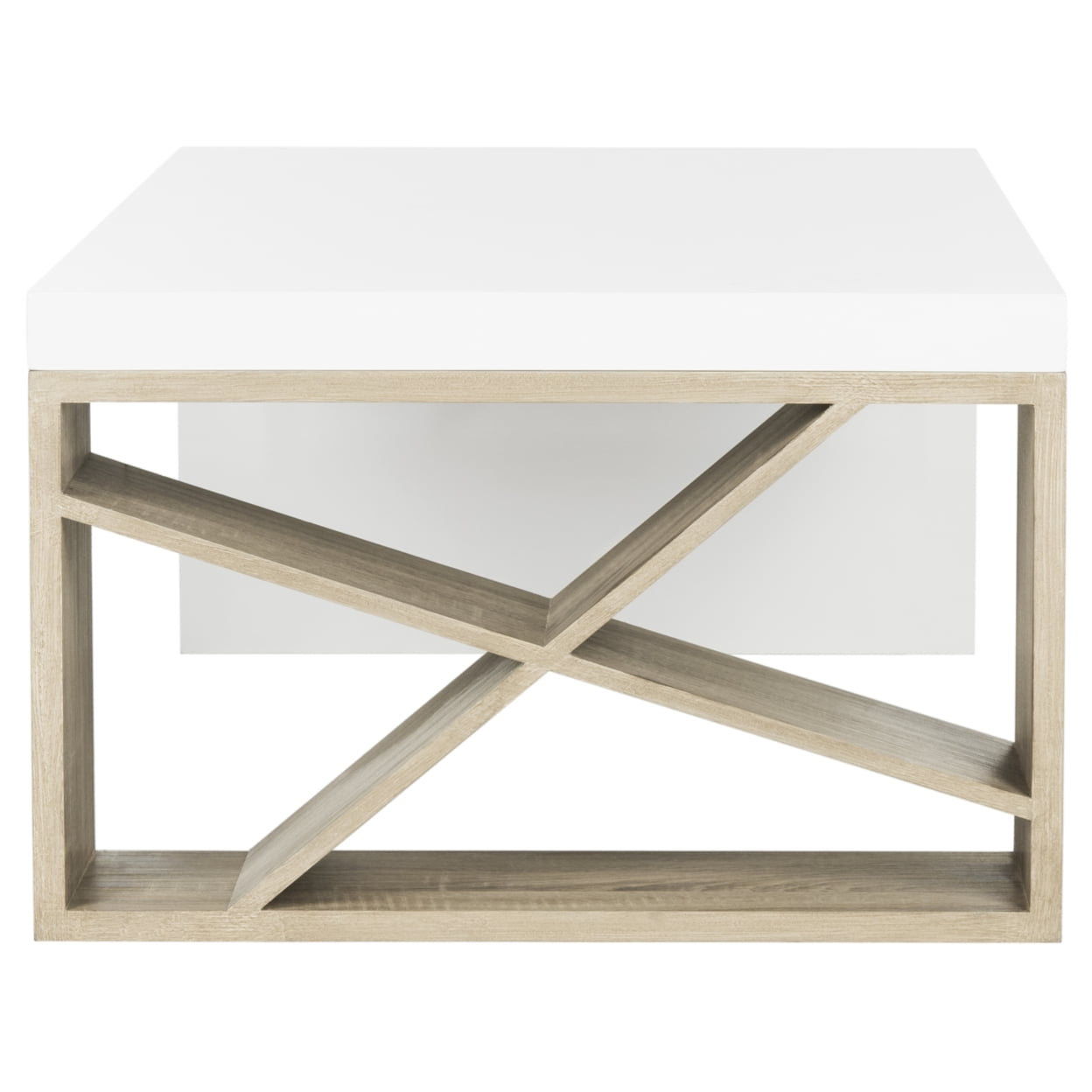 SAFAVIEH Carlton Modern Scandinavian Side Storage Lacquer Coffee Table, White - Image 2