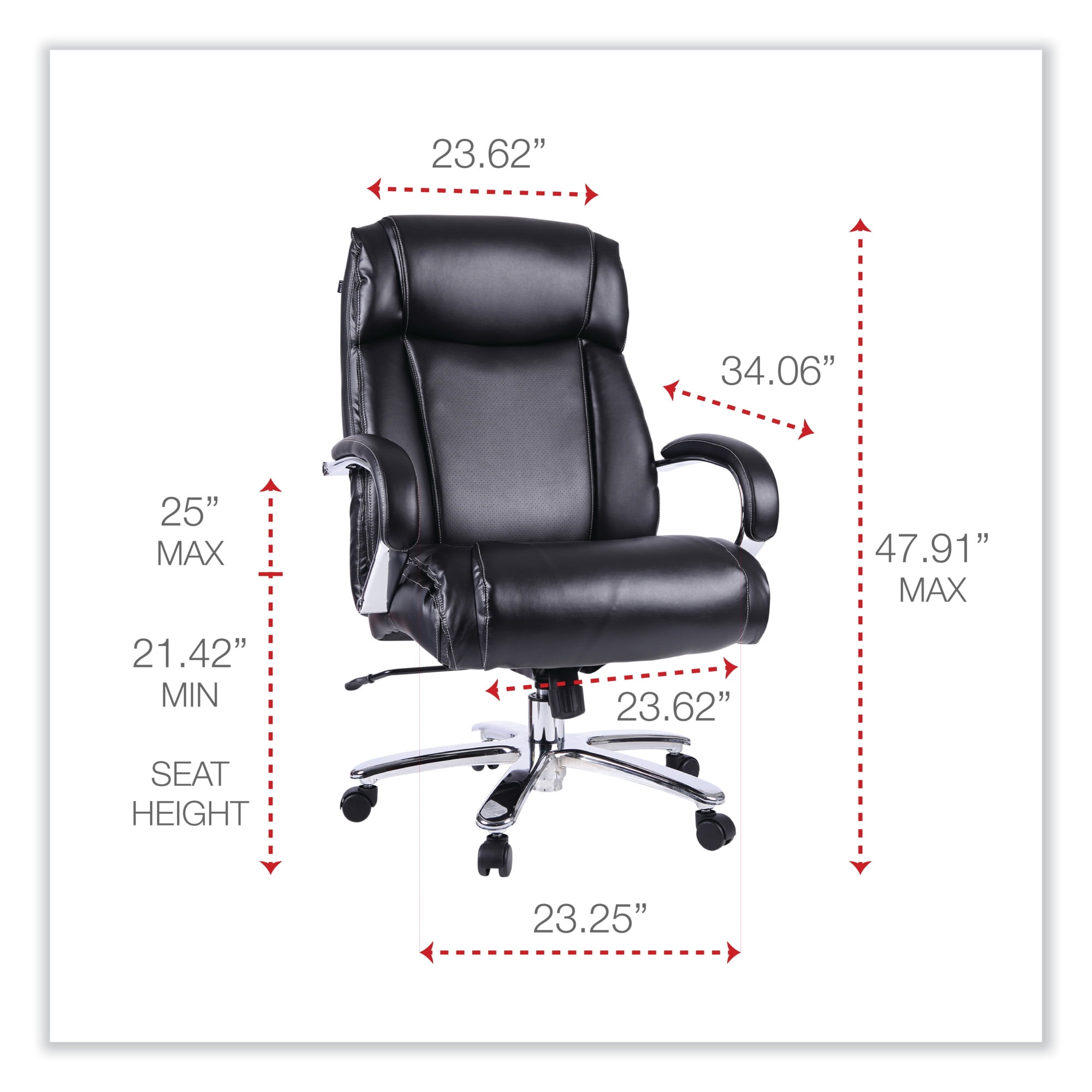 Alera Maxxis Series Big/Tall Bonded Leather Chair, Black Seat/Back, Chrome Base - Image 5
