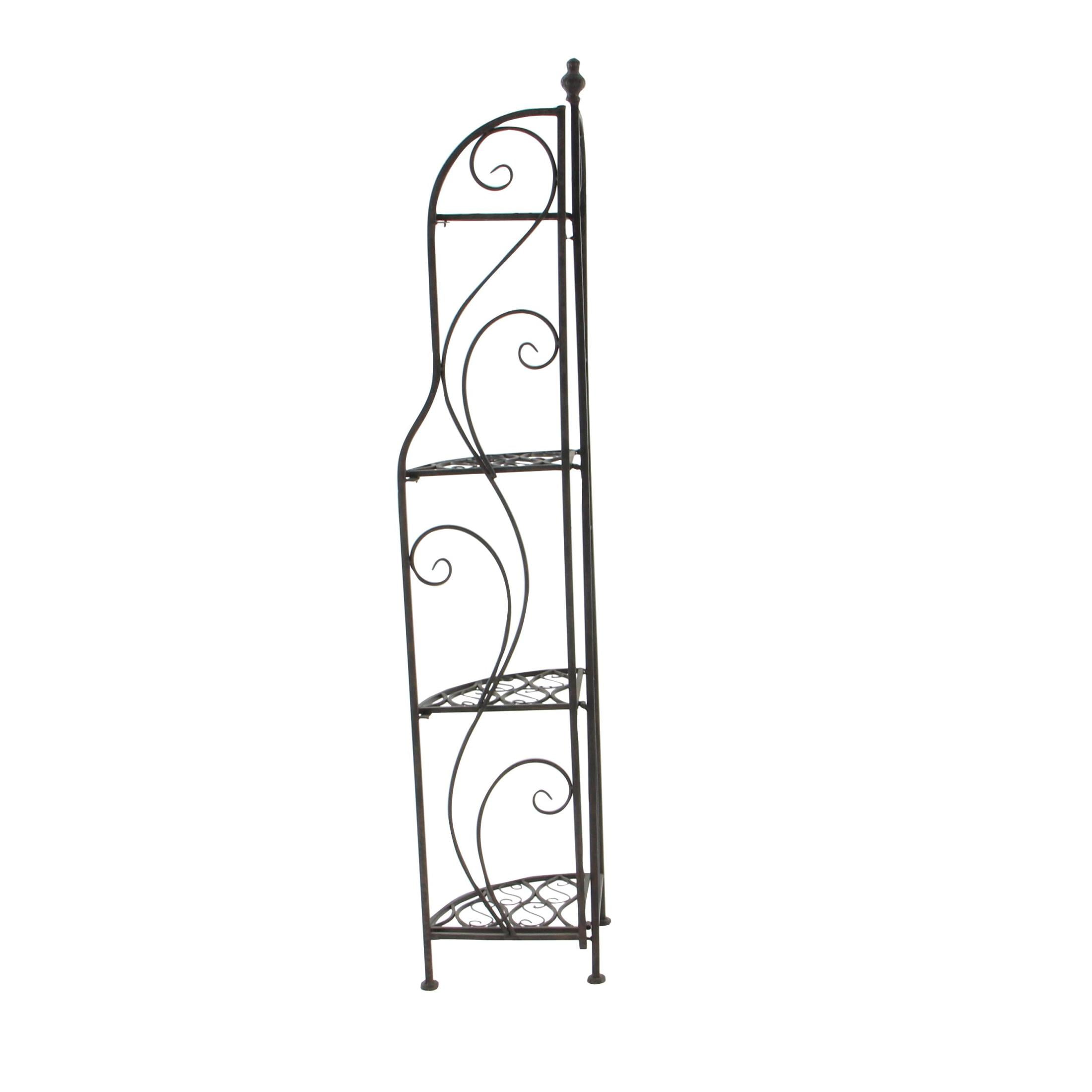 DecMode 17" x 60" Black Metal Scroll Indoor Outdoor Arched Tall Folding Corner 4 Shelf Bakers Rack, 1-Piece - Image 10
