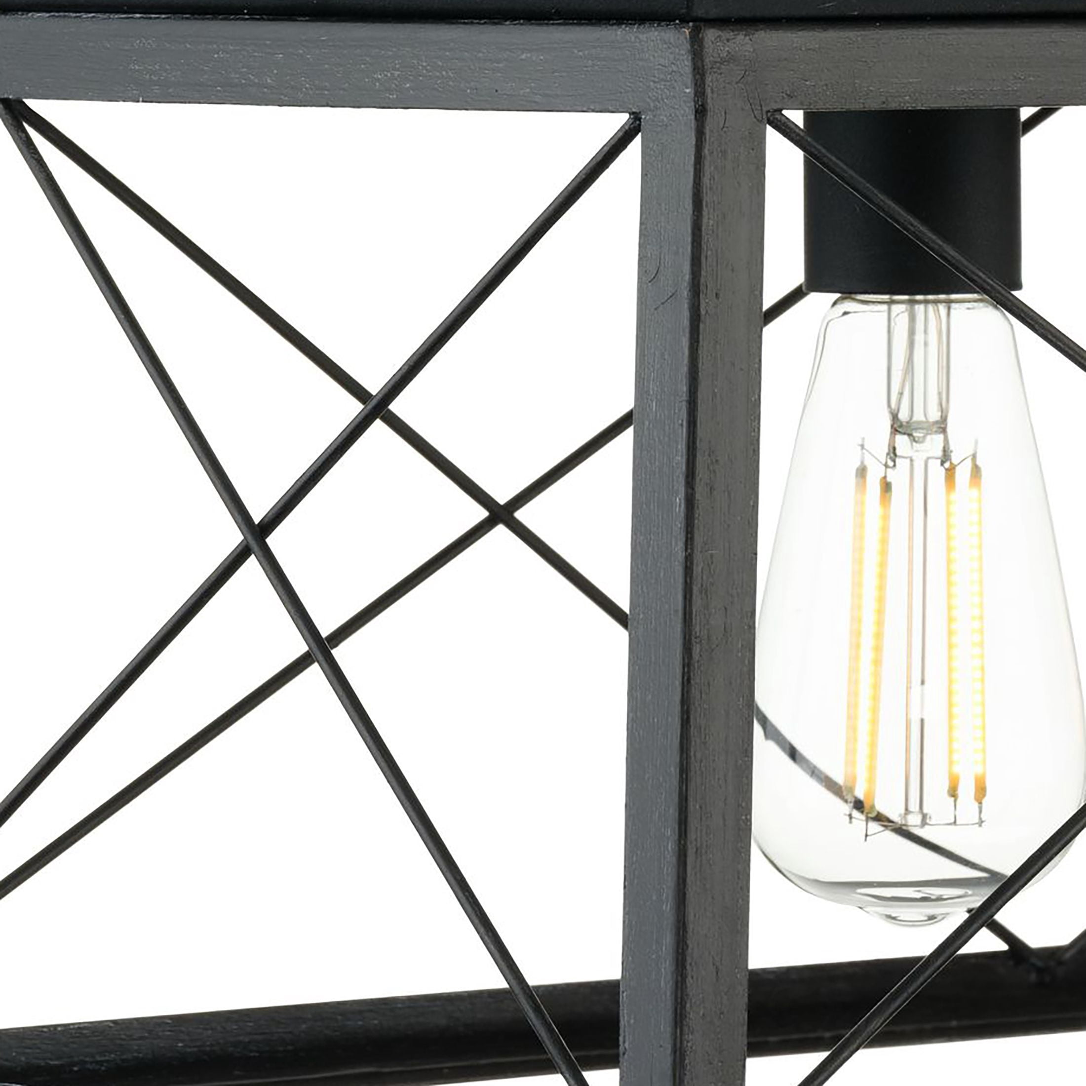 Briarwood Collection Five-Light Textured and Cerused Black Farmhouse Style Linear Island Chandelier Light - Image 9