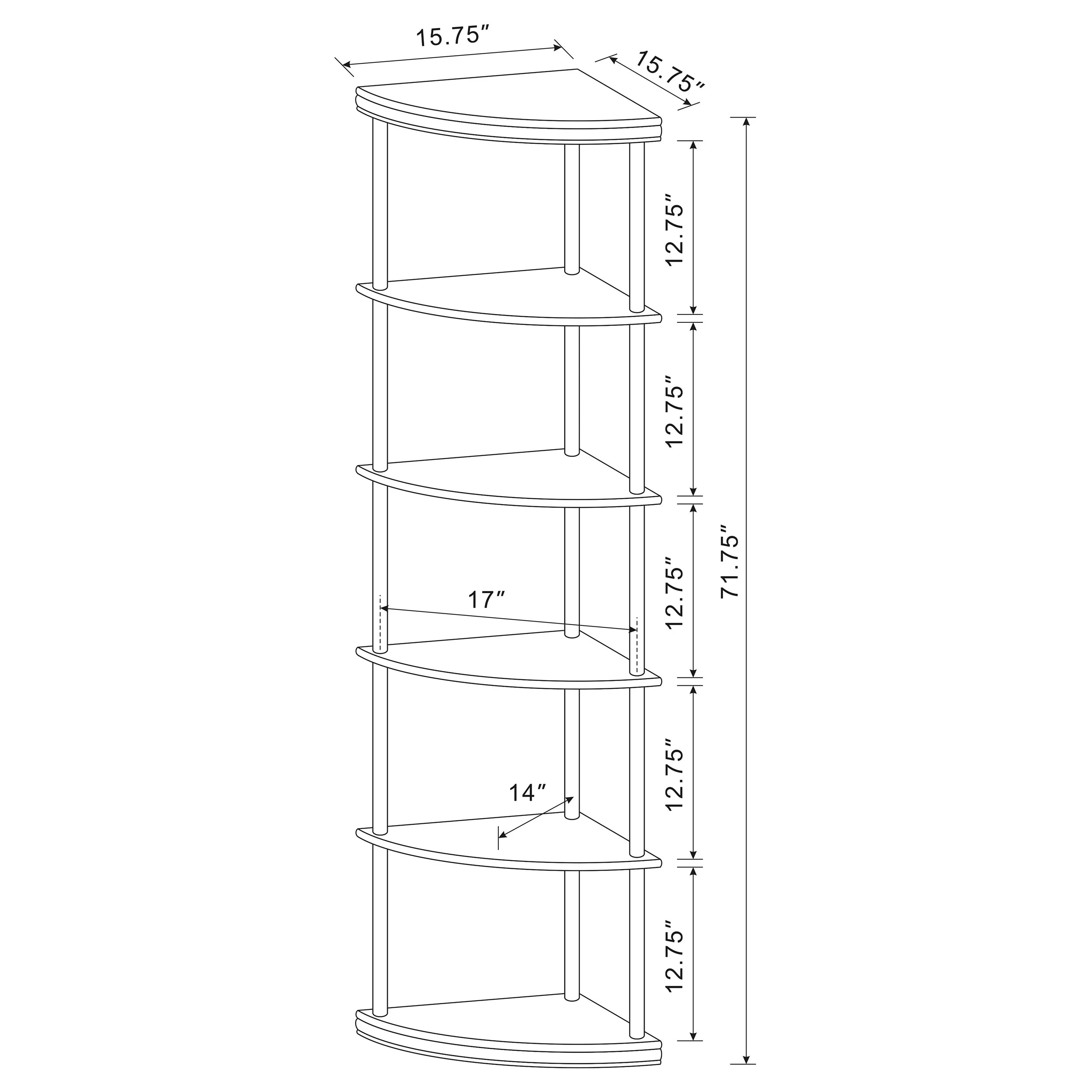 Bonwick 72-inch 5-shelf Corner Bookshelf Cappuccino - Image 10