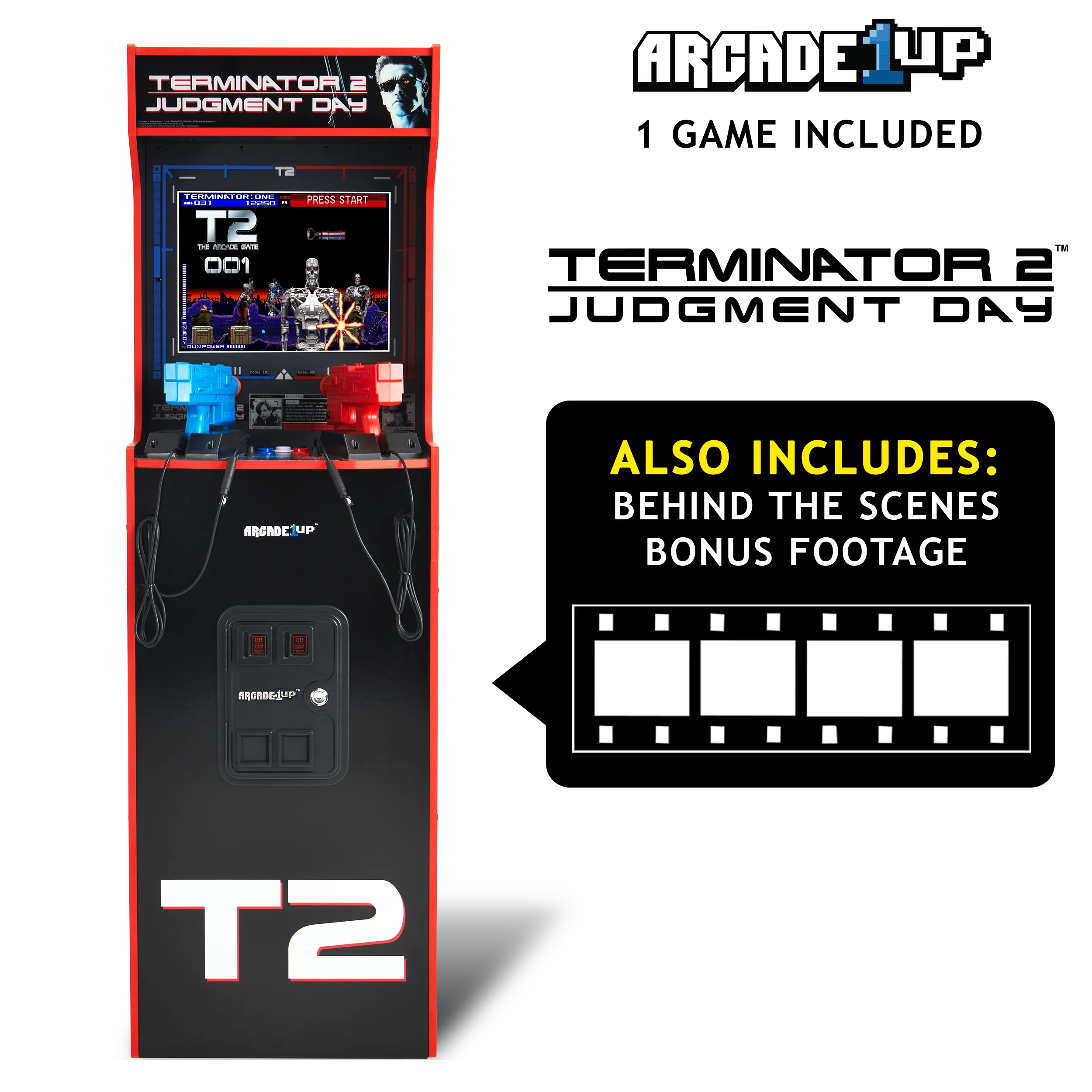 Arcade1Up Terminator 2 Deluxe Arcade Machine – 17" Color Screen, Real-Feel Arcade Light Guns, Wi-Fi Leaderboards, Classic Video Game, Perfect for at-Home Gaming - Image 3