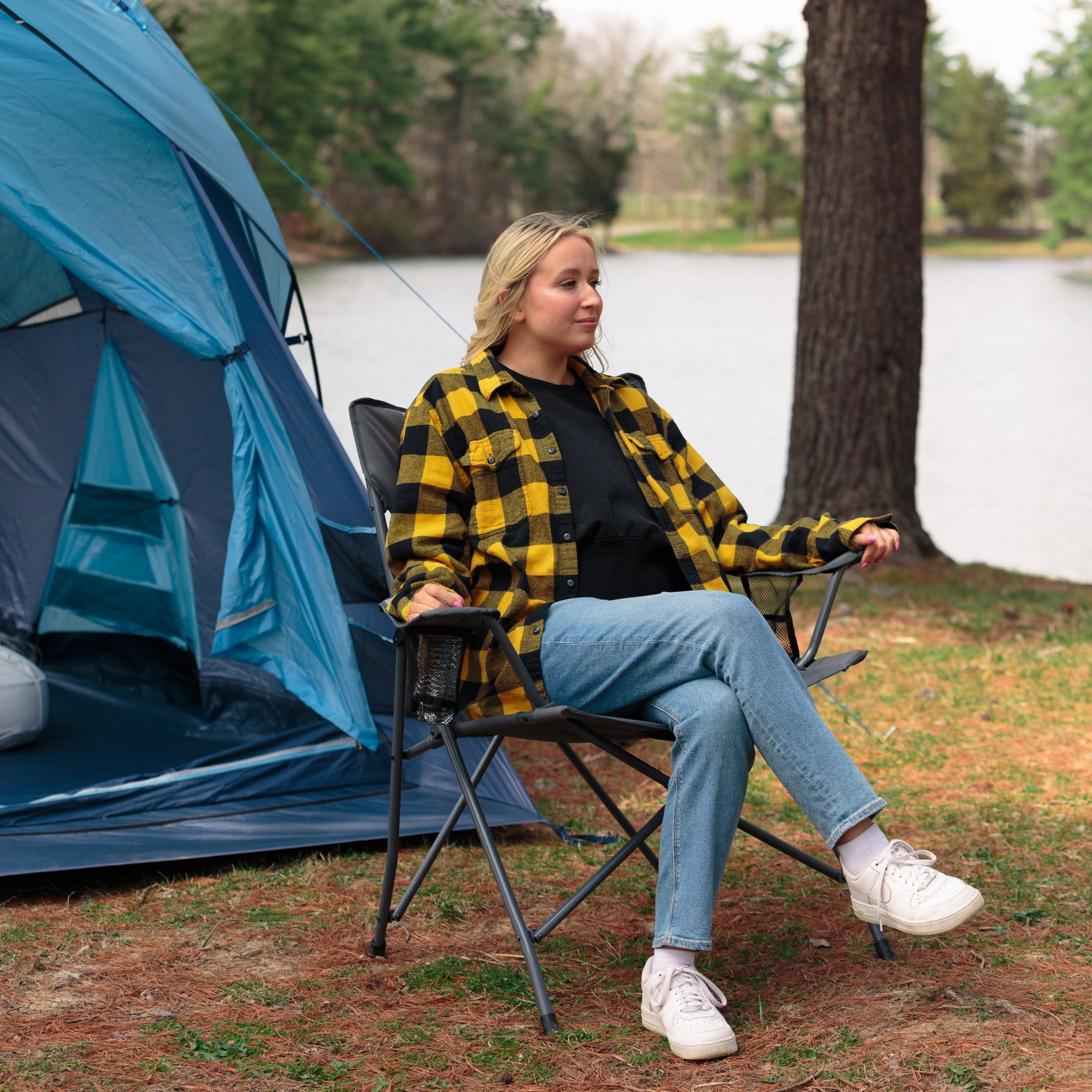 Timber Ridge Basswood Tension Camping Chair, Blue, Adult - Image 9