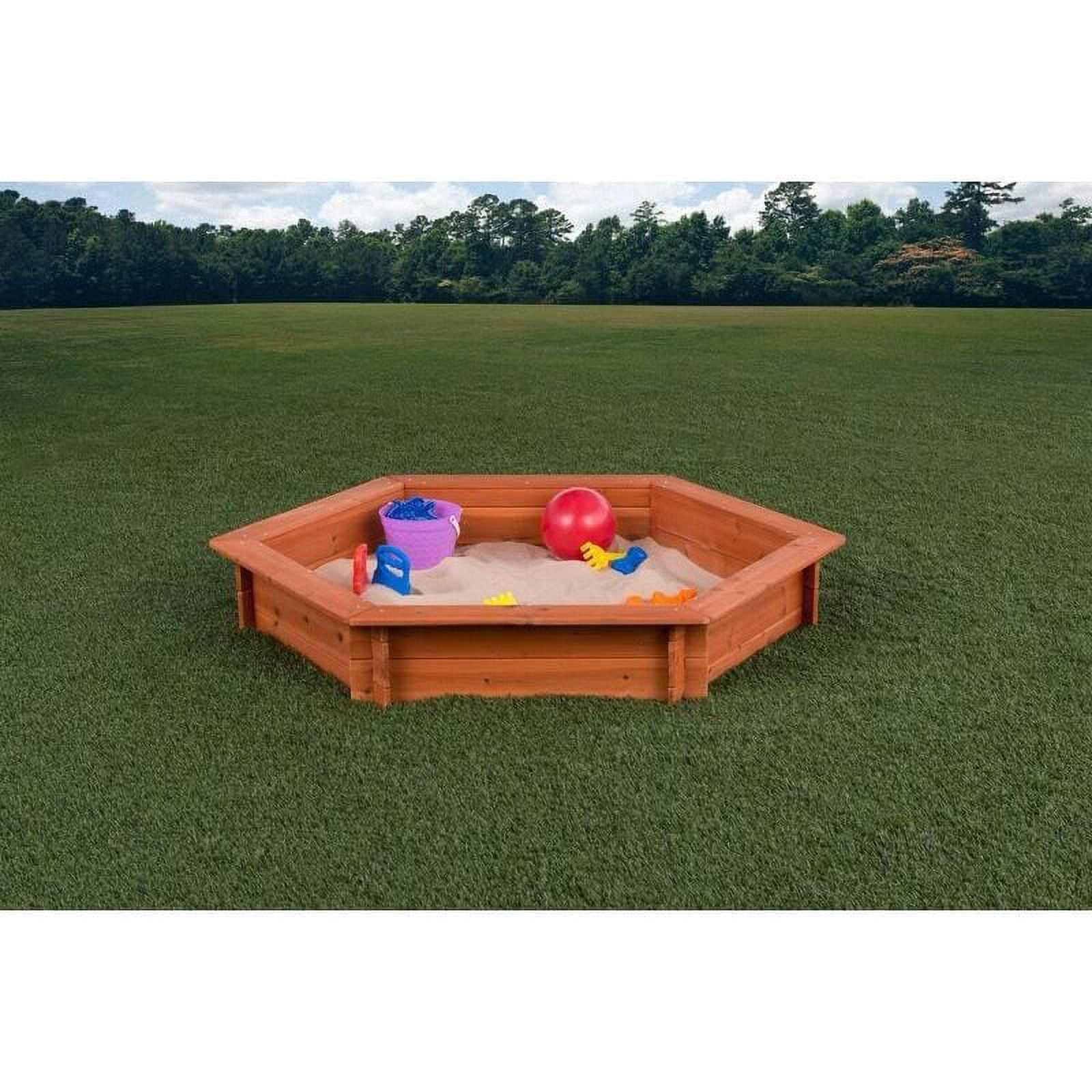 Creative Cedar Designs Hexagon Wooden Sandbox 5' x 4' - Image 3