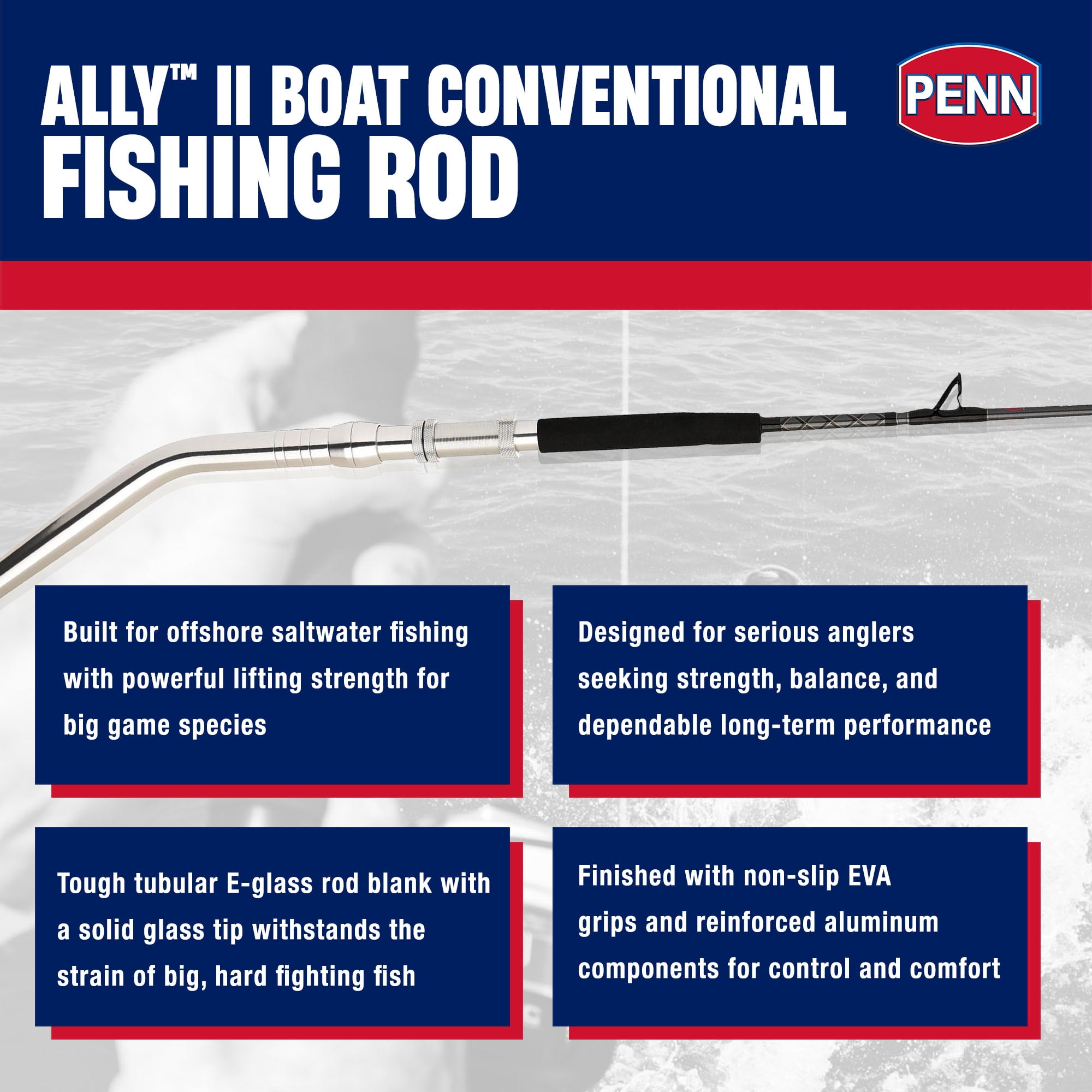 PENN Ally™ II Boat Conventional Rod, 6' Extra Heavy Fishing Rod - Image 4