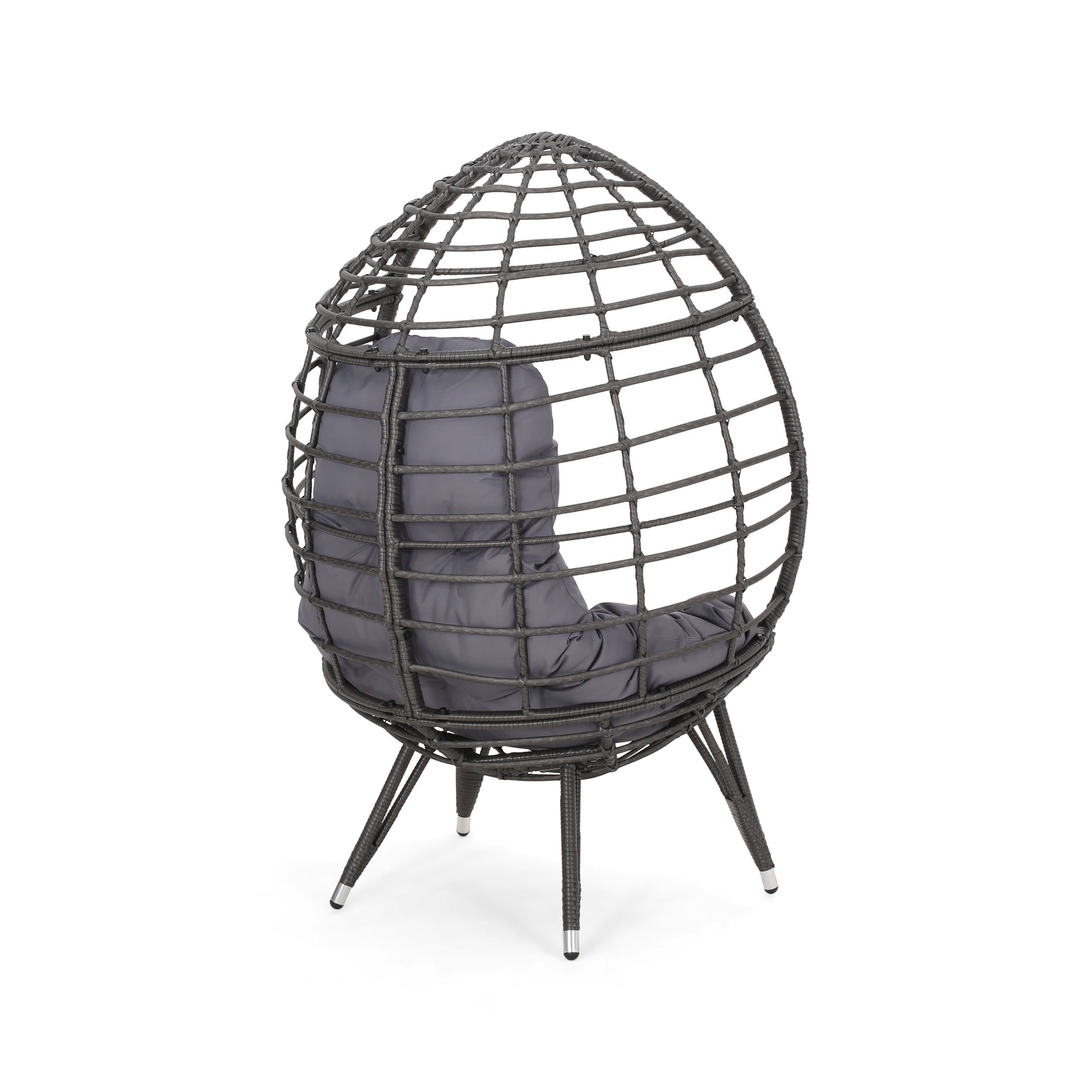 Noble House Savin Wicker Teardrop Chair in Gray and Dark Gray - Image 3