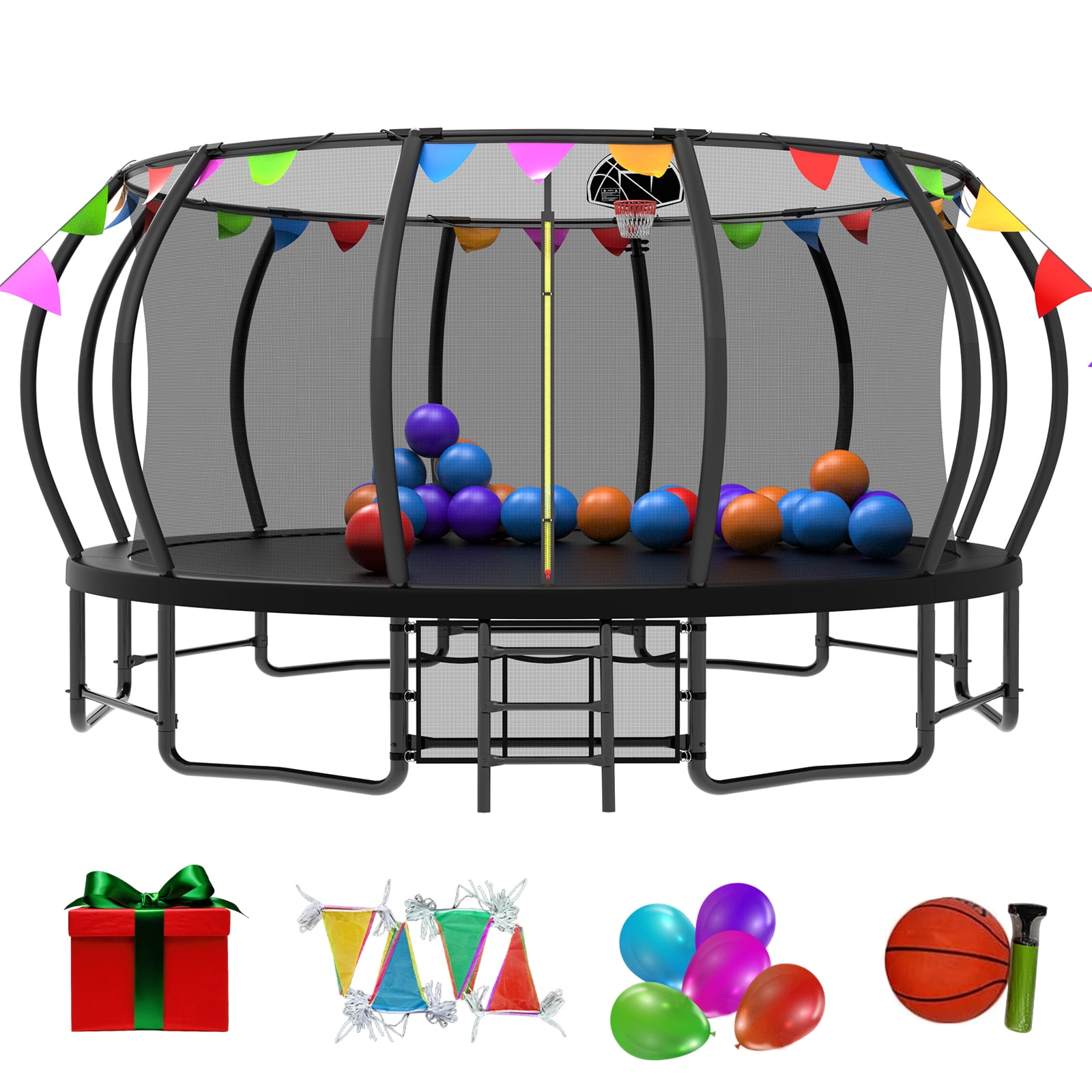 EUROCO 6FT Toddlers Trampoline with Safety Enclosure Net and Ocean Balls, Fully Protected Indoor Trampoline and Ball Pit Balls for Kids, Easy Assembly Lotus Shape for Spaciousness - Image 5