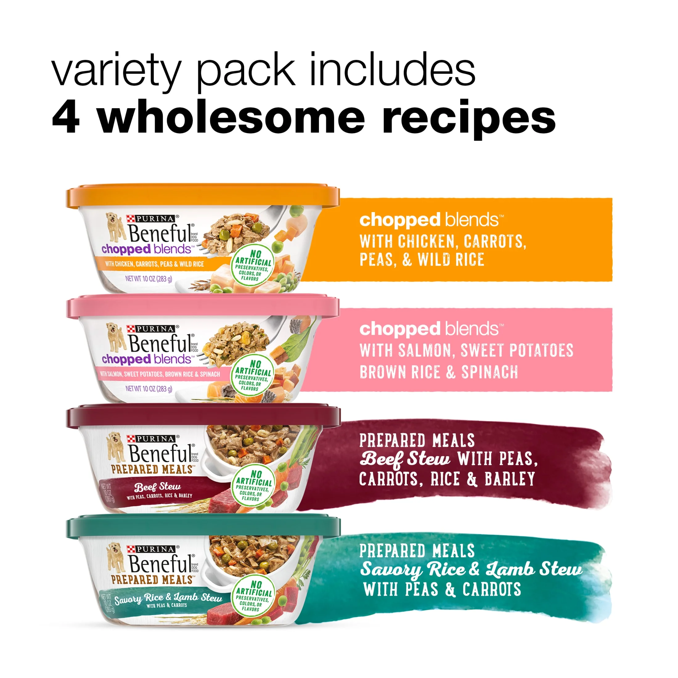 (3 pack) Purina Beneful Chopped Blends Wet Dog Food Soft Beef, Chicken, Salmon & Lamb, 10 oz Tubs - Image 5