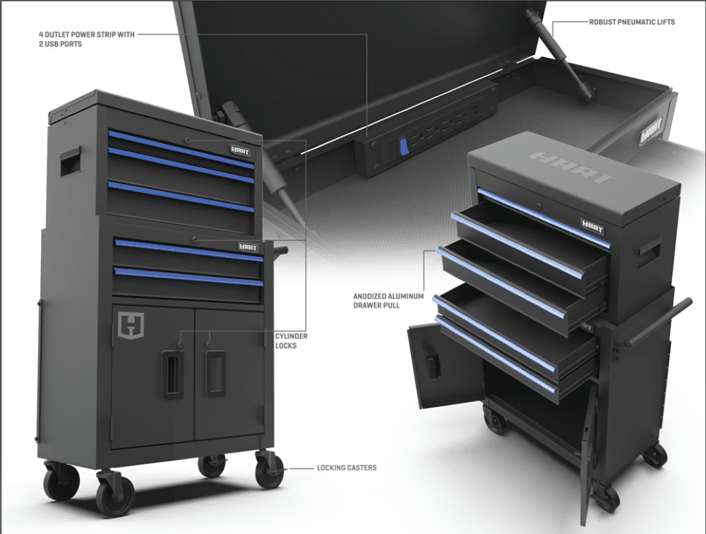 Hart 24-inch Steel Tool Chest Combo with Built-In Power Strip, 400 lb Capacity - Image 7