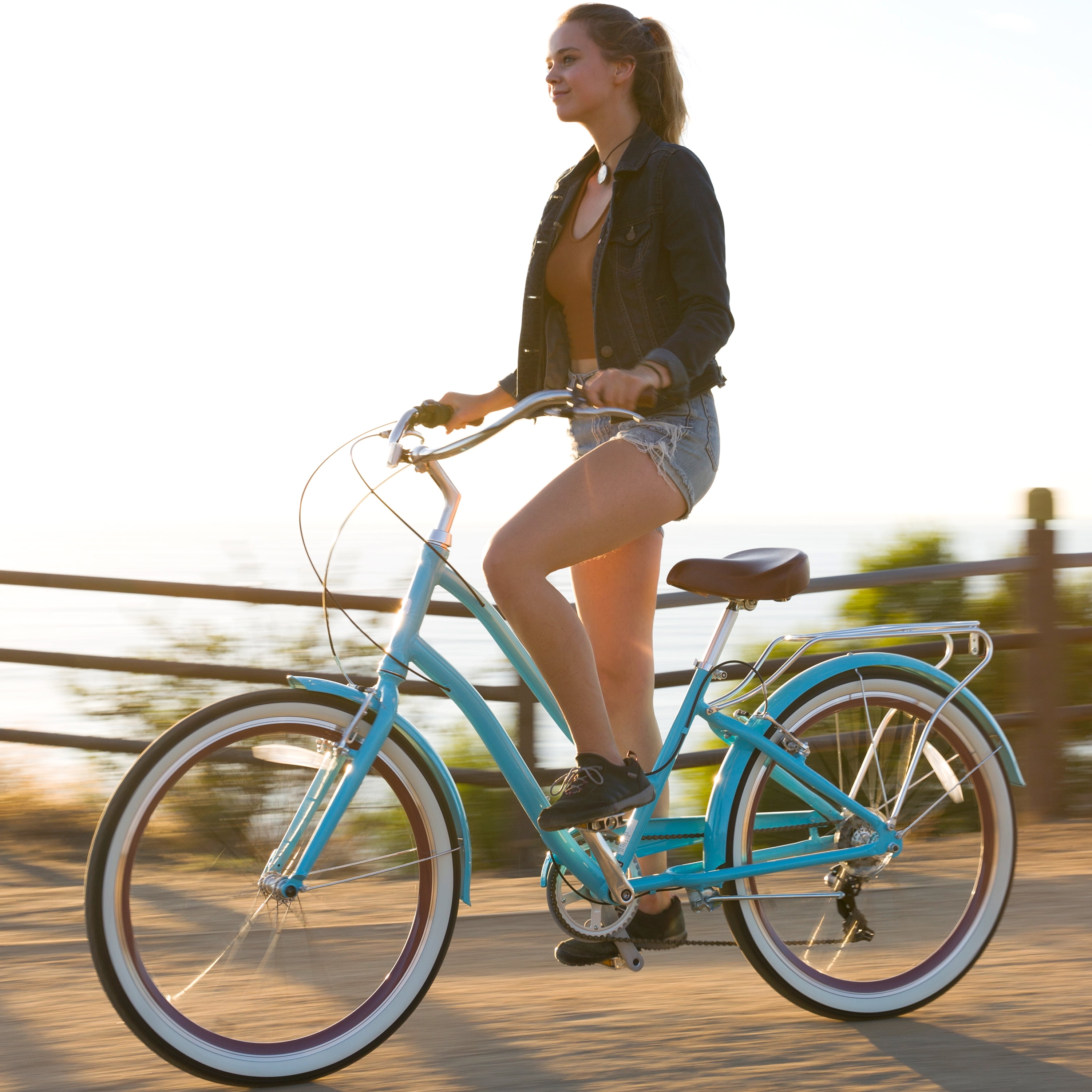 sixthreezero Every journey Women's 7-Speed Step-Through Hybrid Cruiser Bicycle, 26 In. Wheels and 17.5 In. Frame, Teal - Image 3