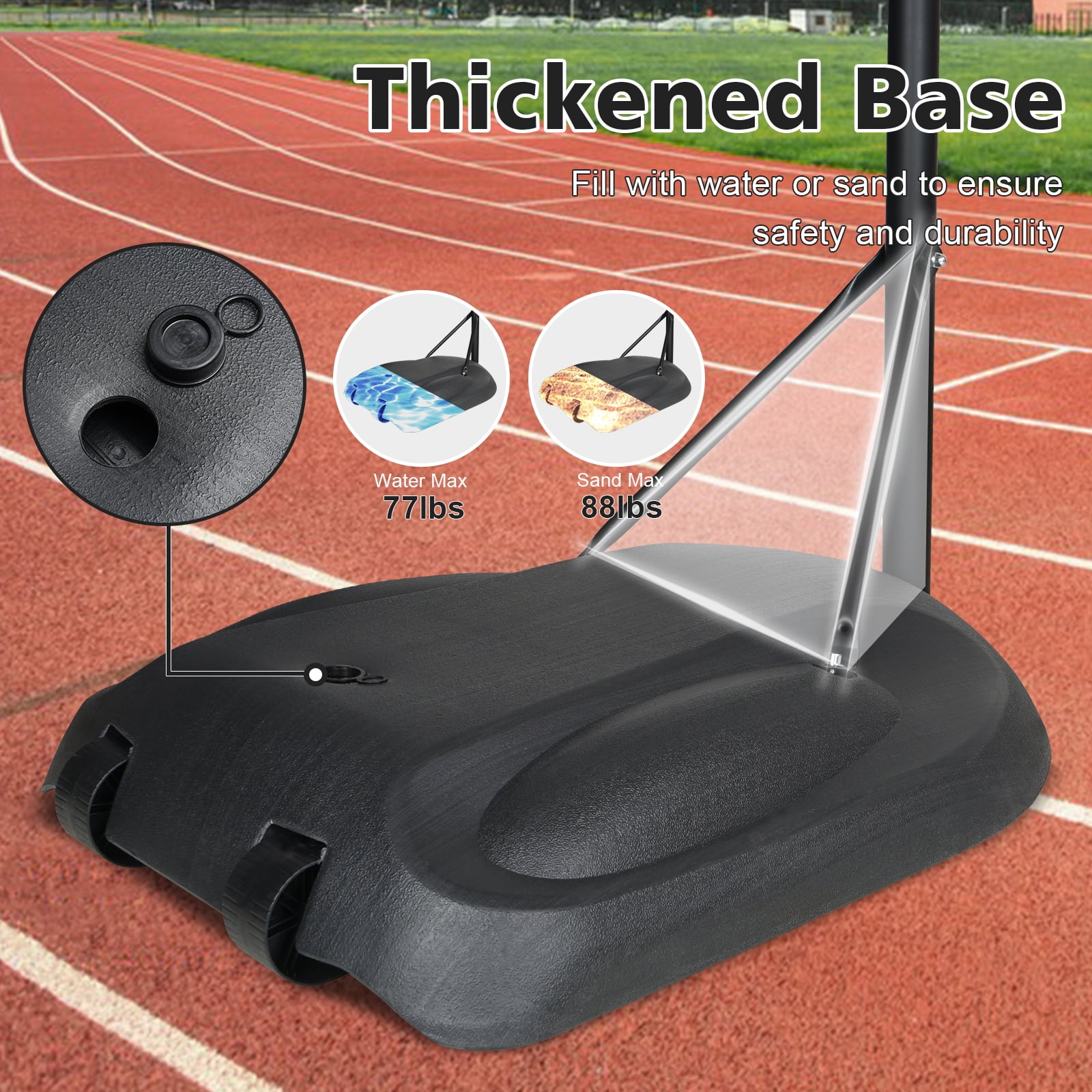 HooKung 7.5 ft - 9.2 ft Adjustable 32" x 24" Backboard Indoor and Outdoor Portable Basketball System - Image 7