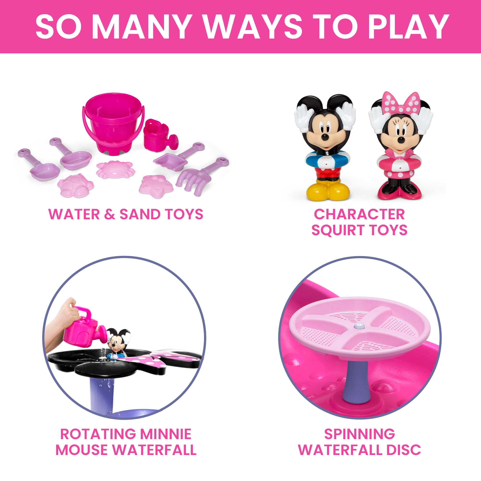 Disney Minnie Mouse Water Table by Delta Children - 3-Tier Water Table with 11-Piece Toy Set, Pink - Image 6