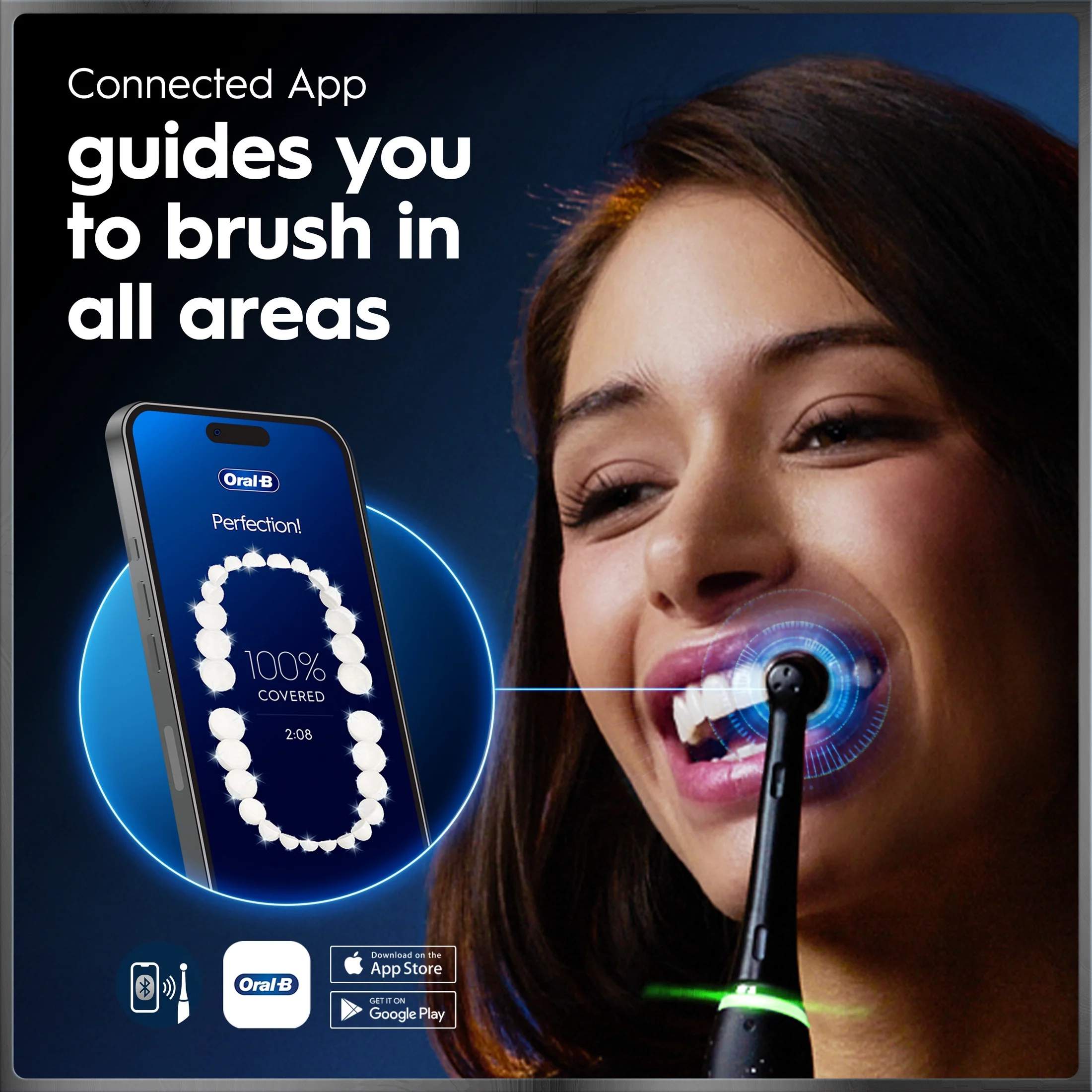 Oral-B Toothbrush, iO Series 10 Rechargeable Electric Toothbrush with (2) Ultimate Clean and (2) Gentle Care Replacement Brush Heads, Black, and Charger - Image 3
