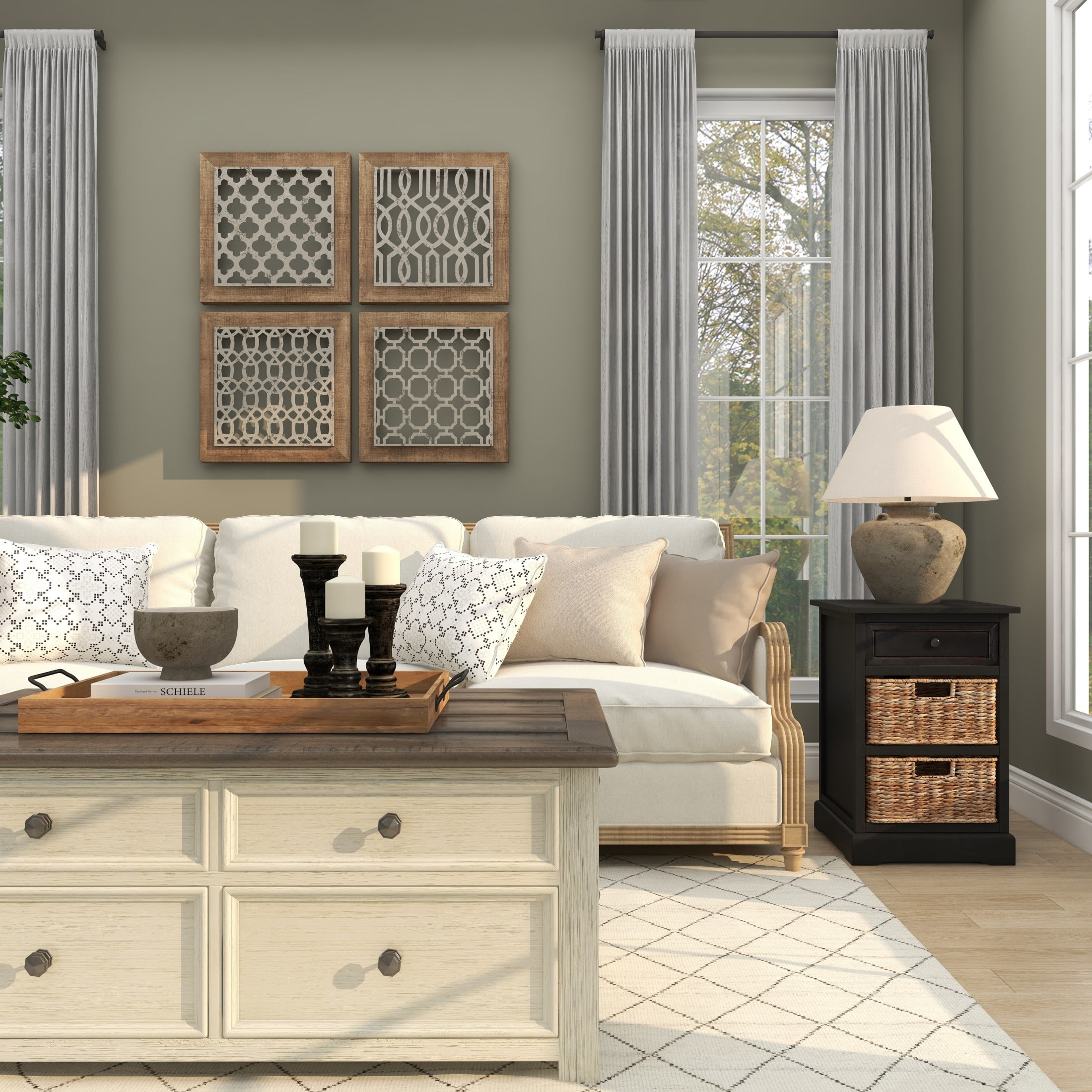 DecMode 16" x 28" Black Wood 1 Drawer Storage Unit with 2 Wicker Basket Drawers, 1-Piece - Image 12