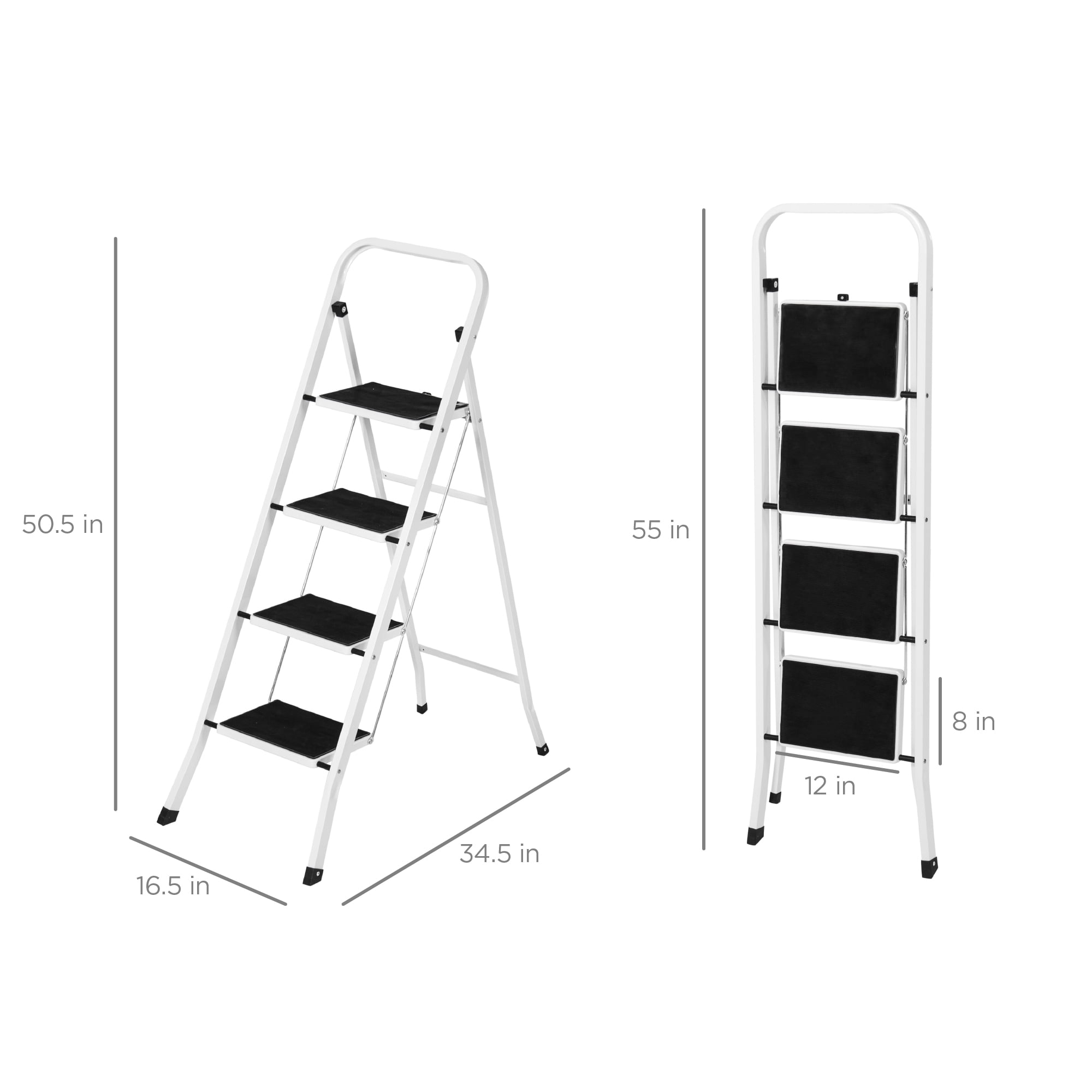 Best Choice Products 4-Step Portable Folding Steel Ladder w/ Hand Rail, Wide Platform Steps, 330lbs Capacity - Image 6