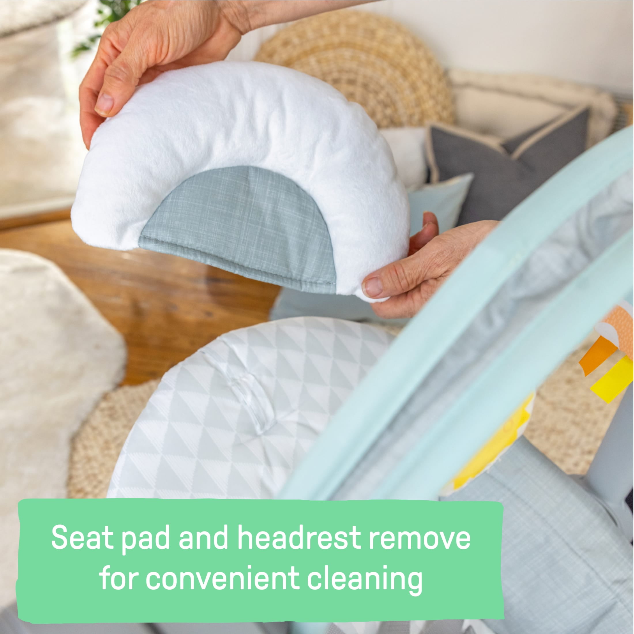 Ingenuity Milestone Baby Swing, Toy Bar, 6-Speed - Grey - Image 7