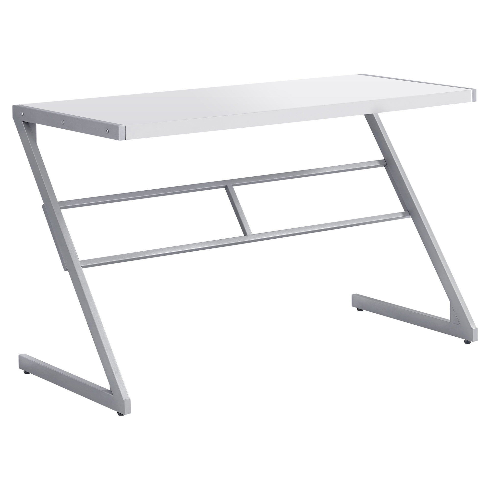 Computer Desk - 48"L / White / Silver Metal - Image 2