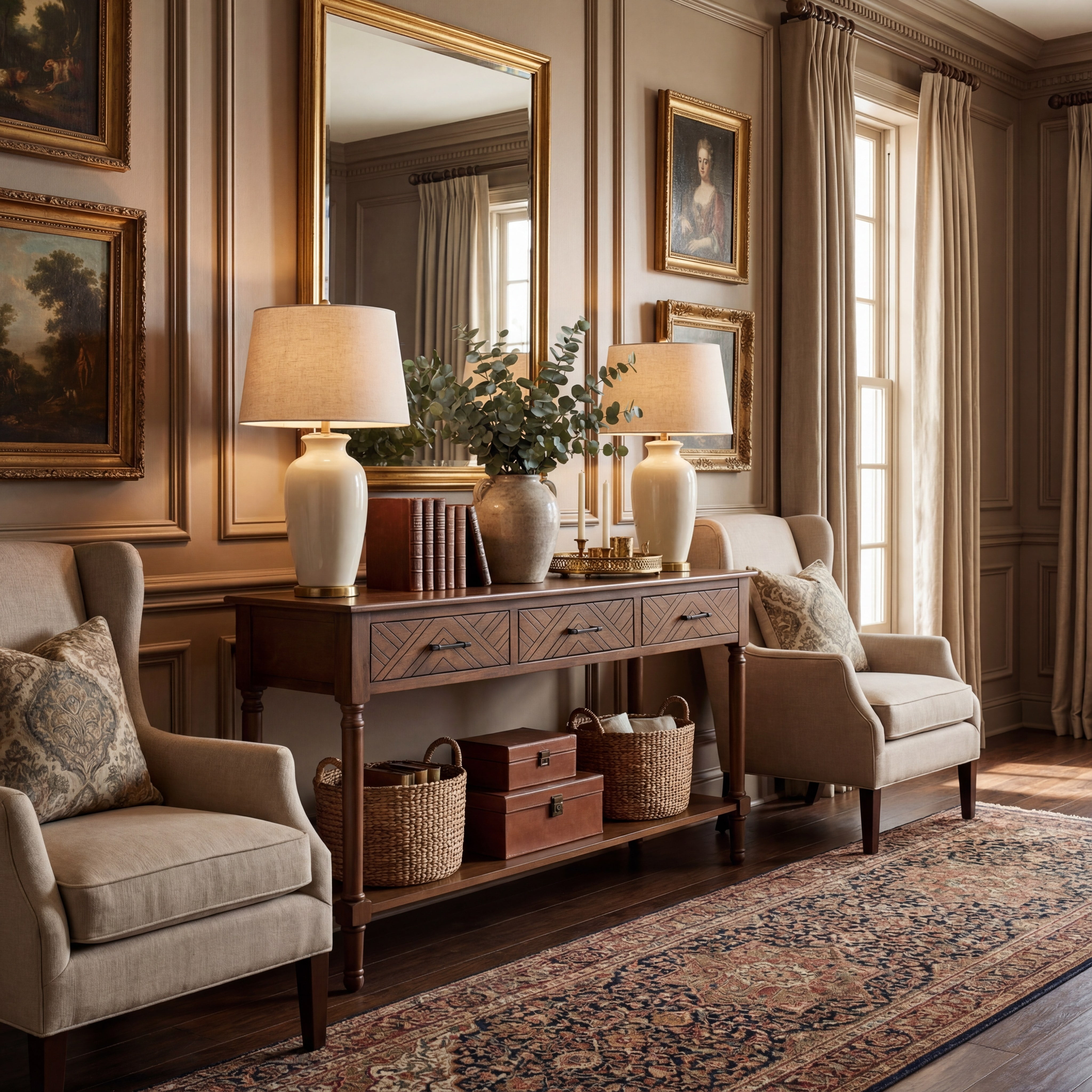 SAFAVIEH Peyton French Brown Wood Console Table with Drawer (47.3 in. W x 13 in. D x 29.5 in. H) - Image 12