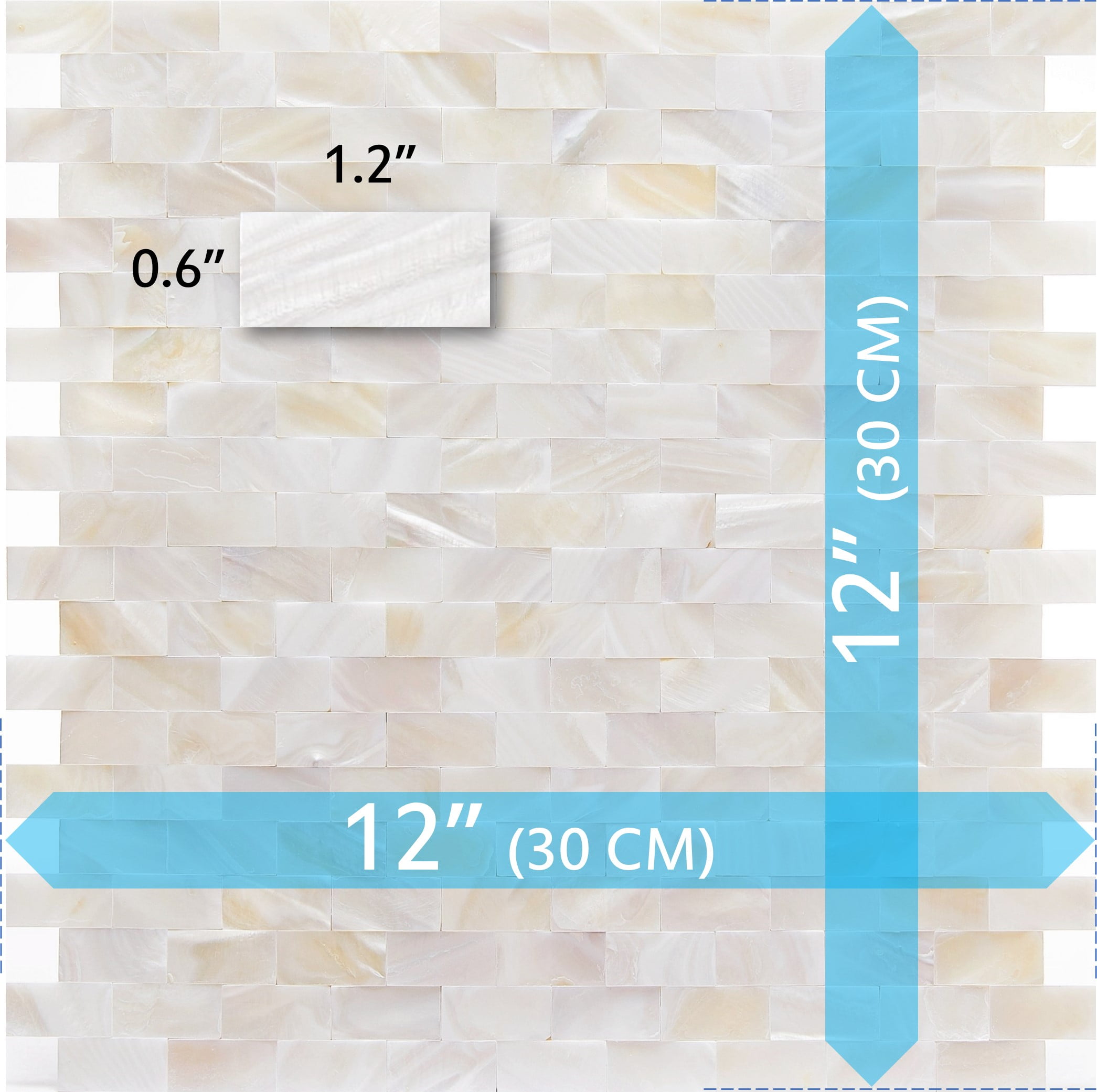Acopelo Peel and Stick Mother of Pearl Mosaic Metro Tile Natural White 12" x 12" for Backsplash, Kitchen Wall - 6 Tiles - Image 3