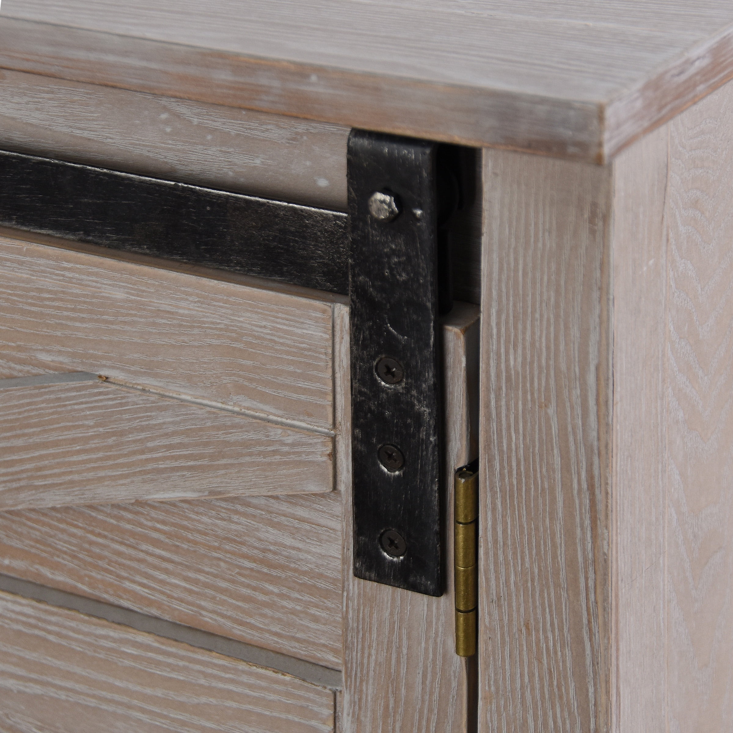 One Door and Bottom Shelf Wooden Side Table - Grey Wash - Image 2