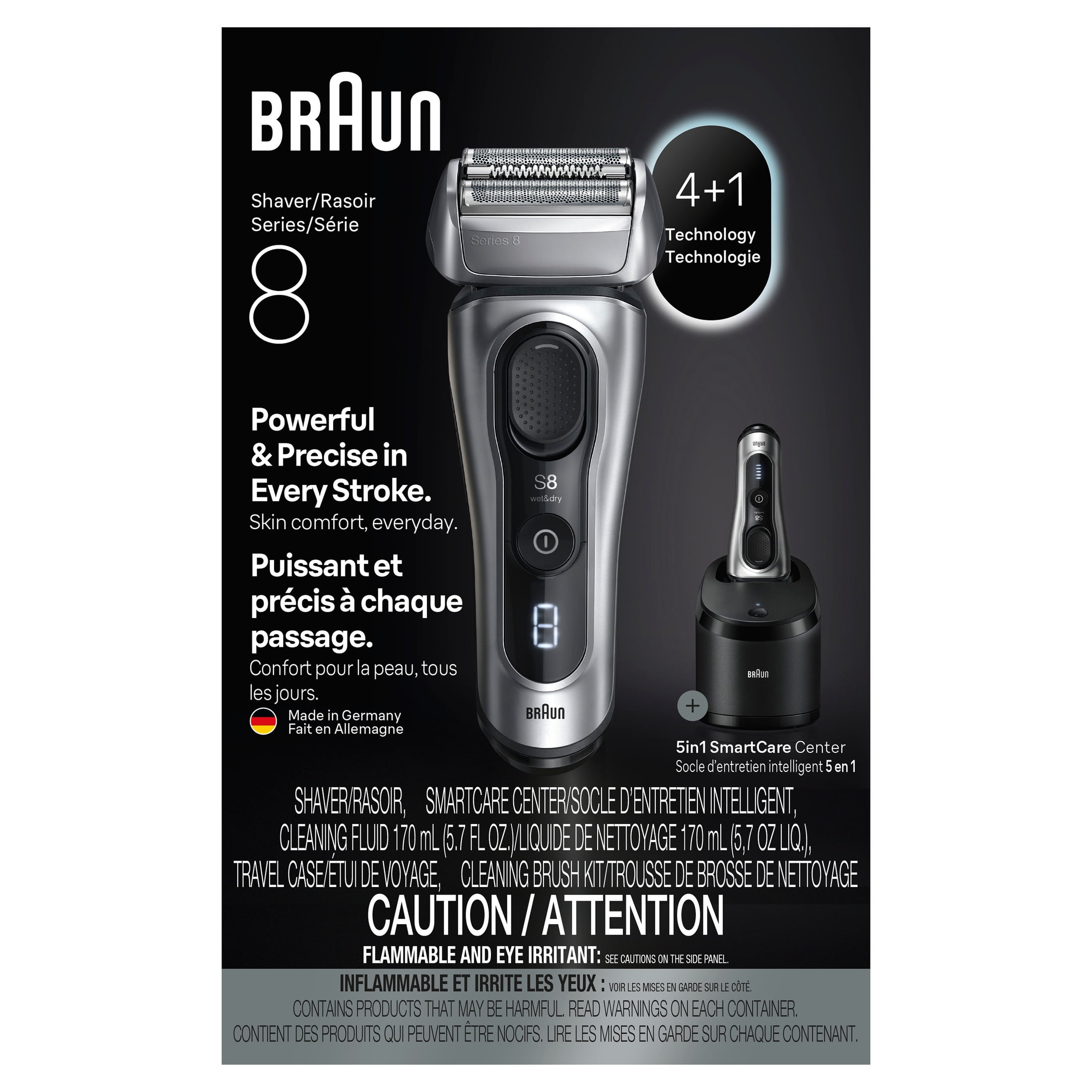 Braun Electric Shaver, Series 8 8567cc Long Hair Trimmer Wet & Dry, Galvano Silver - Image 10