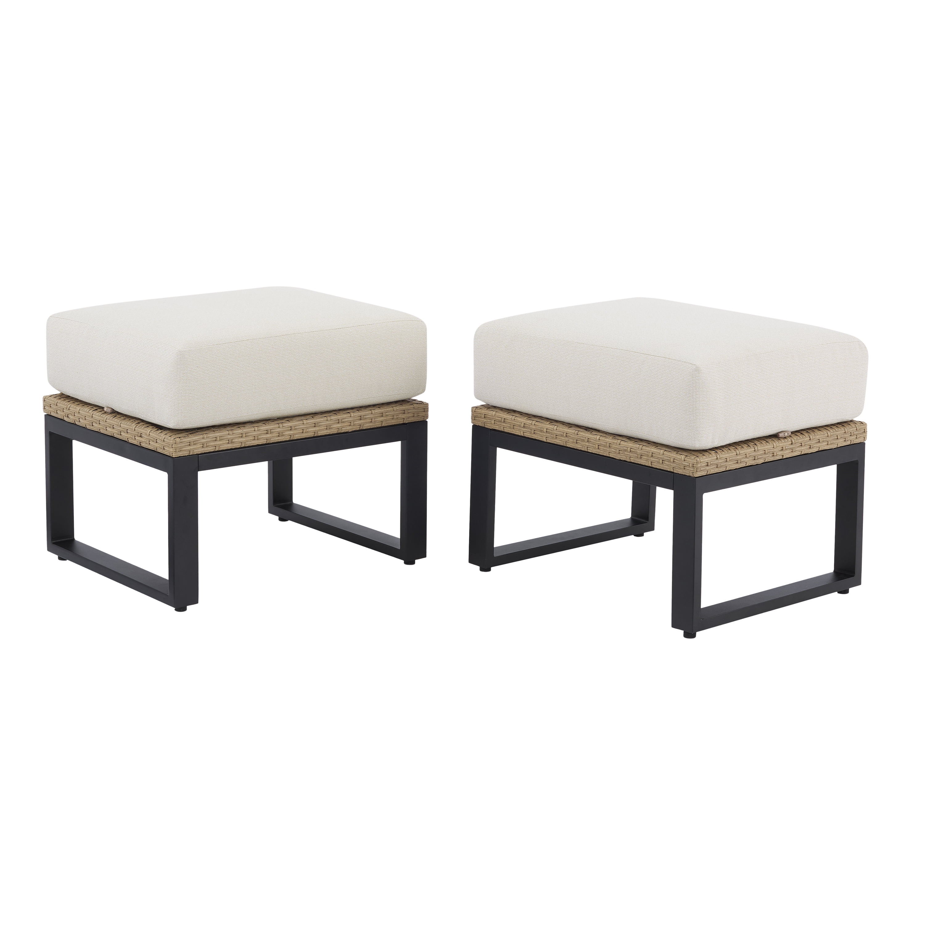 Better Homes & Gardens Ventura 2-Piece Outdoor Wicker Ottoman, Beige - Image 3