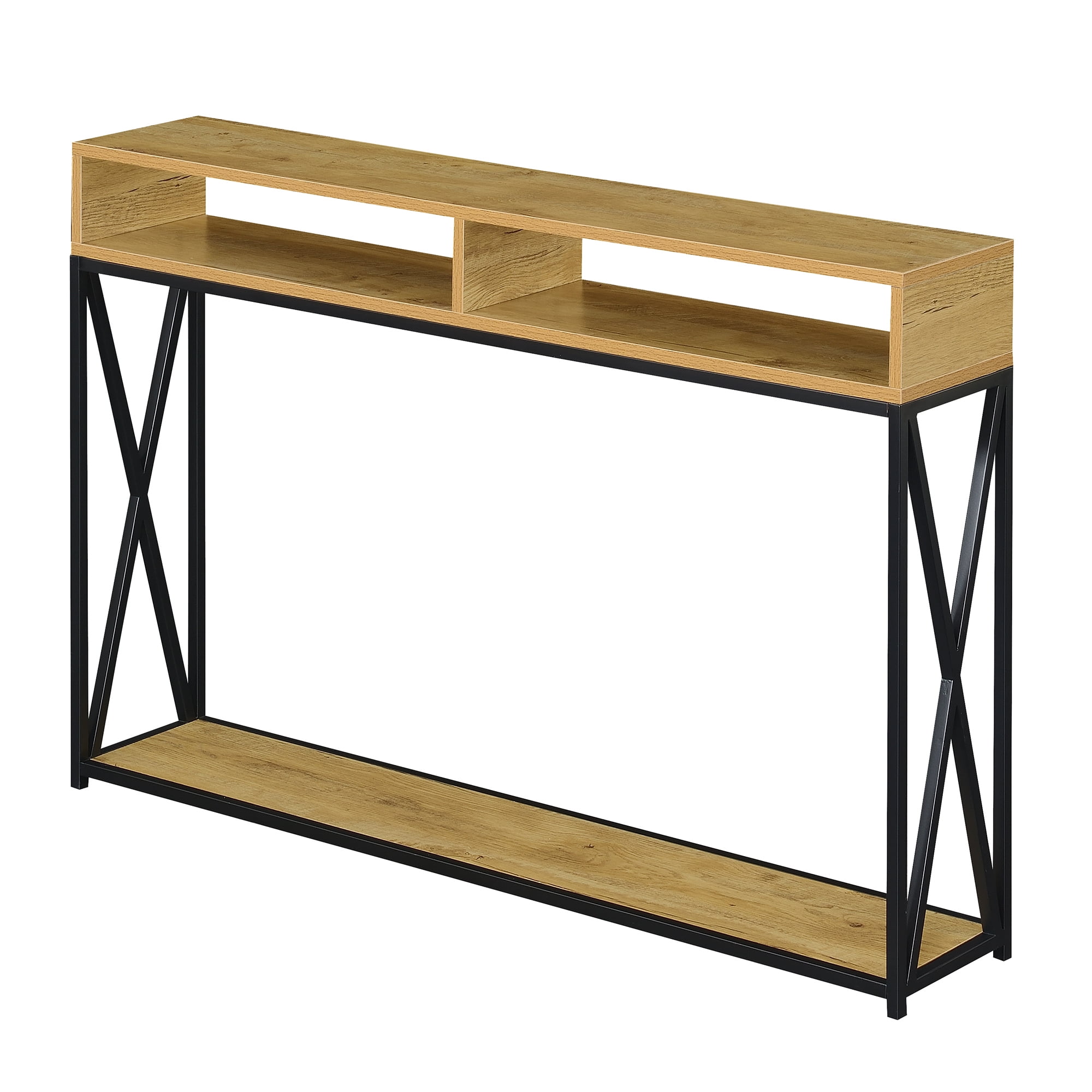Convenience Concepts Tucson Deluxe 2 Tier Console Table, English Oak/Black - Image 4