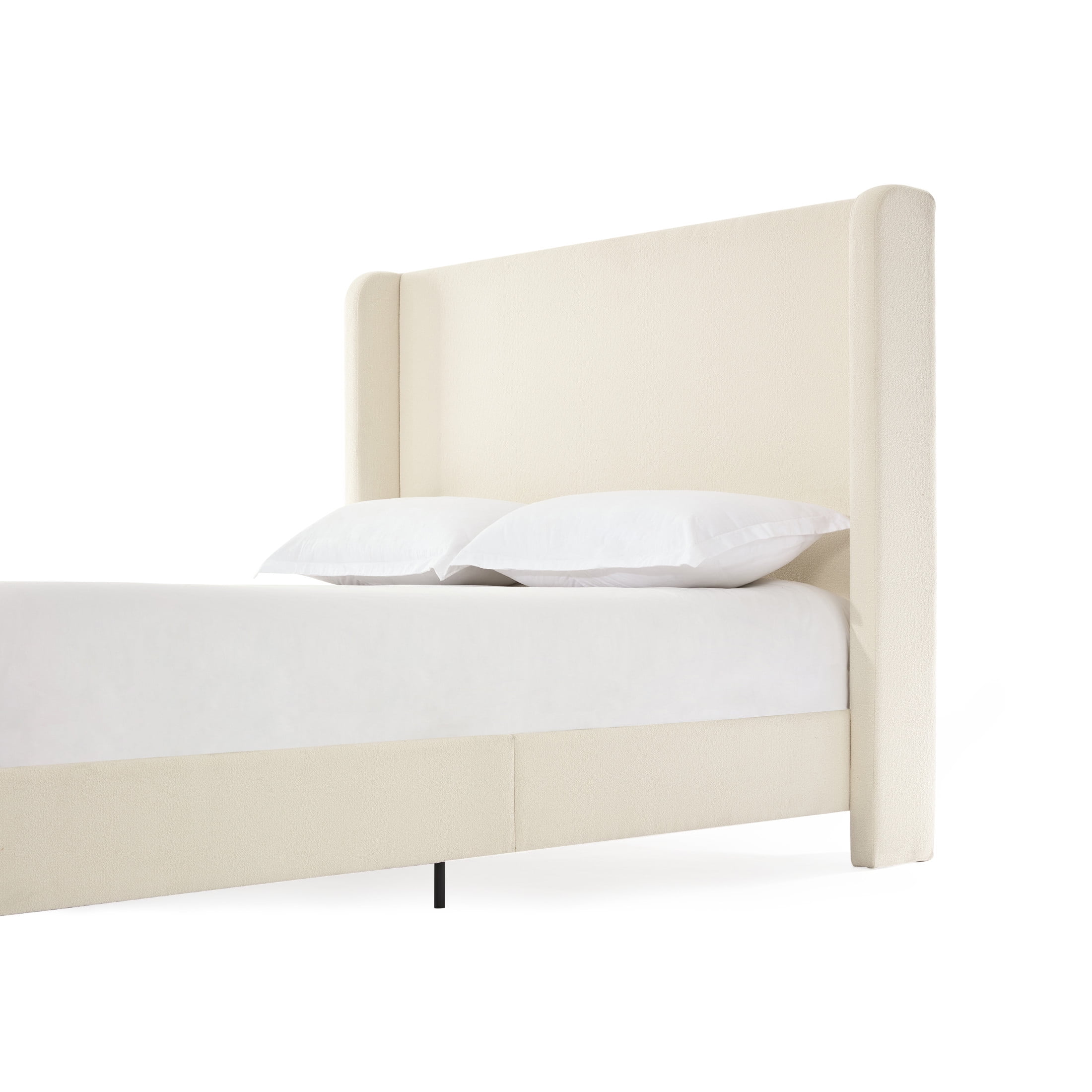 Noble House Harper Indoor Upholstered Metal Tall Headboard Queen Bed, Beige Boucle - Image 7