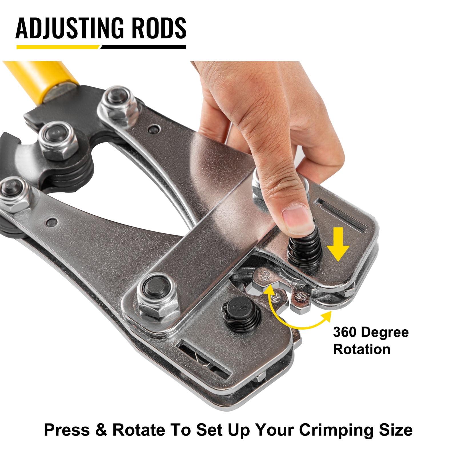 VEVOR Battery Cable Crimping Tool 10-120 mm2, Cable Lug Crimping Tool for Heavy Duty Wire Lugs, Battery Cable Crimper for AWG 8-4/0, Hexagon Lug Crimping Tool for Wire Cable Cutting and Crimping - Image 8